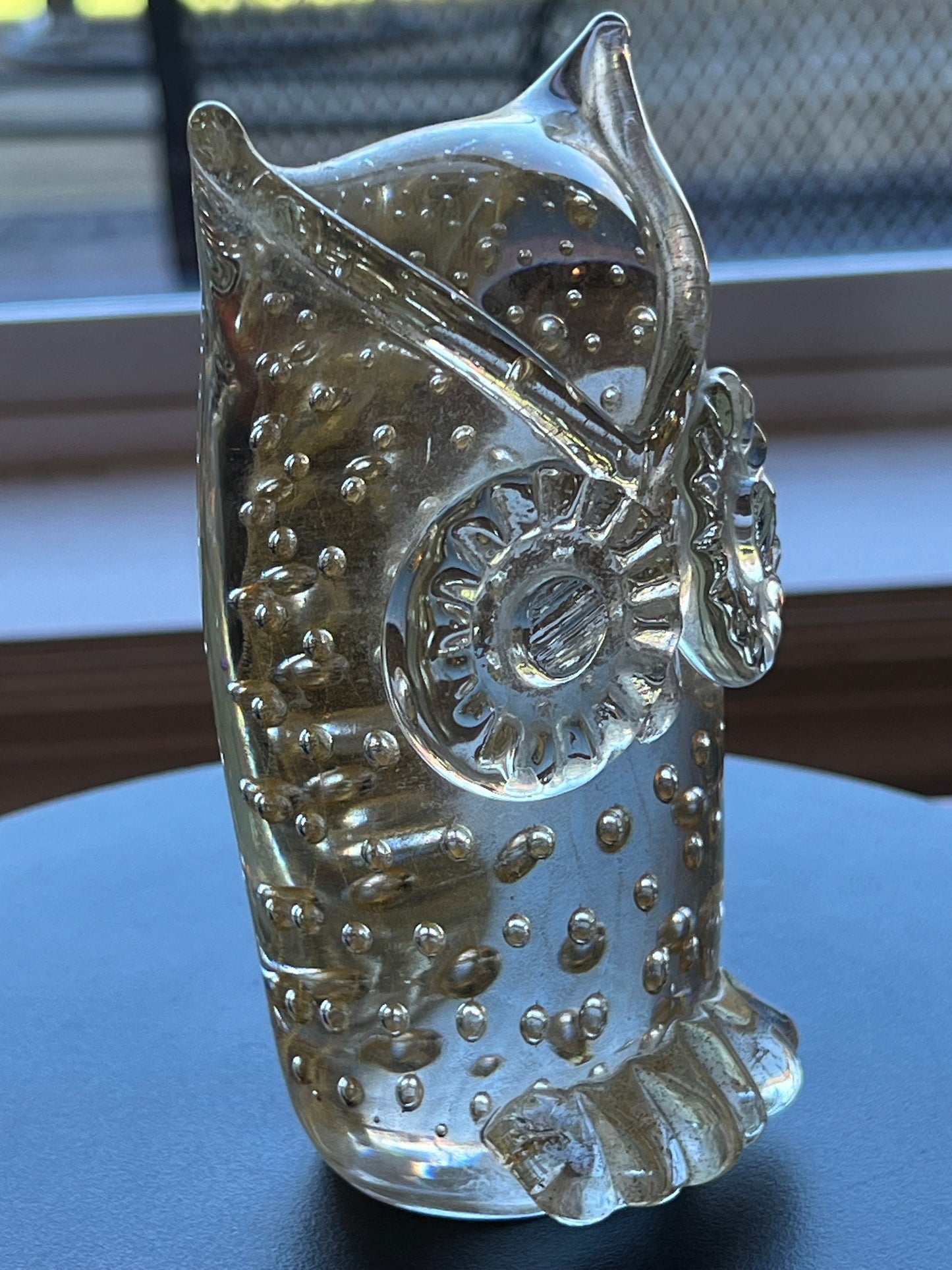 Vintage Murano Owl, Gold Infused Glass, Italy Owl Sculpture, Owl Figurine, Art Glass, Lover Antiques and Vintage