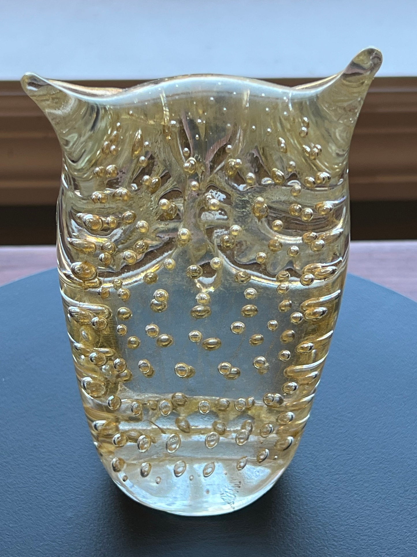 Vintage Murano Owl, Gold Infused Glass, Italy Owl Sculpture, Owl Figurine, Art Glass, Lover Antiques and Vintage