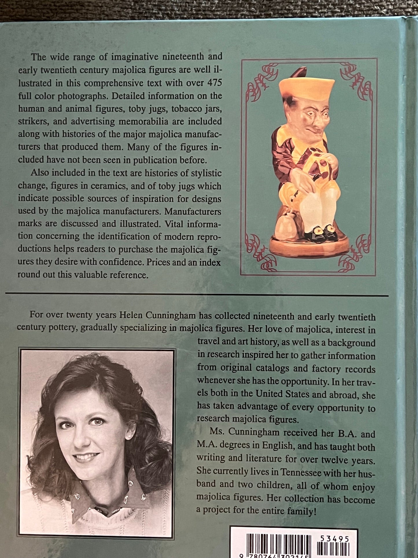 Majolica Figures Hardcover Book, with Values, Ceramics Guide, by Helen Cunningham, Ceramics book, Lover Antiques