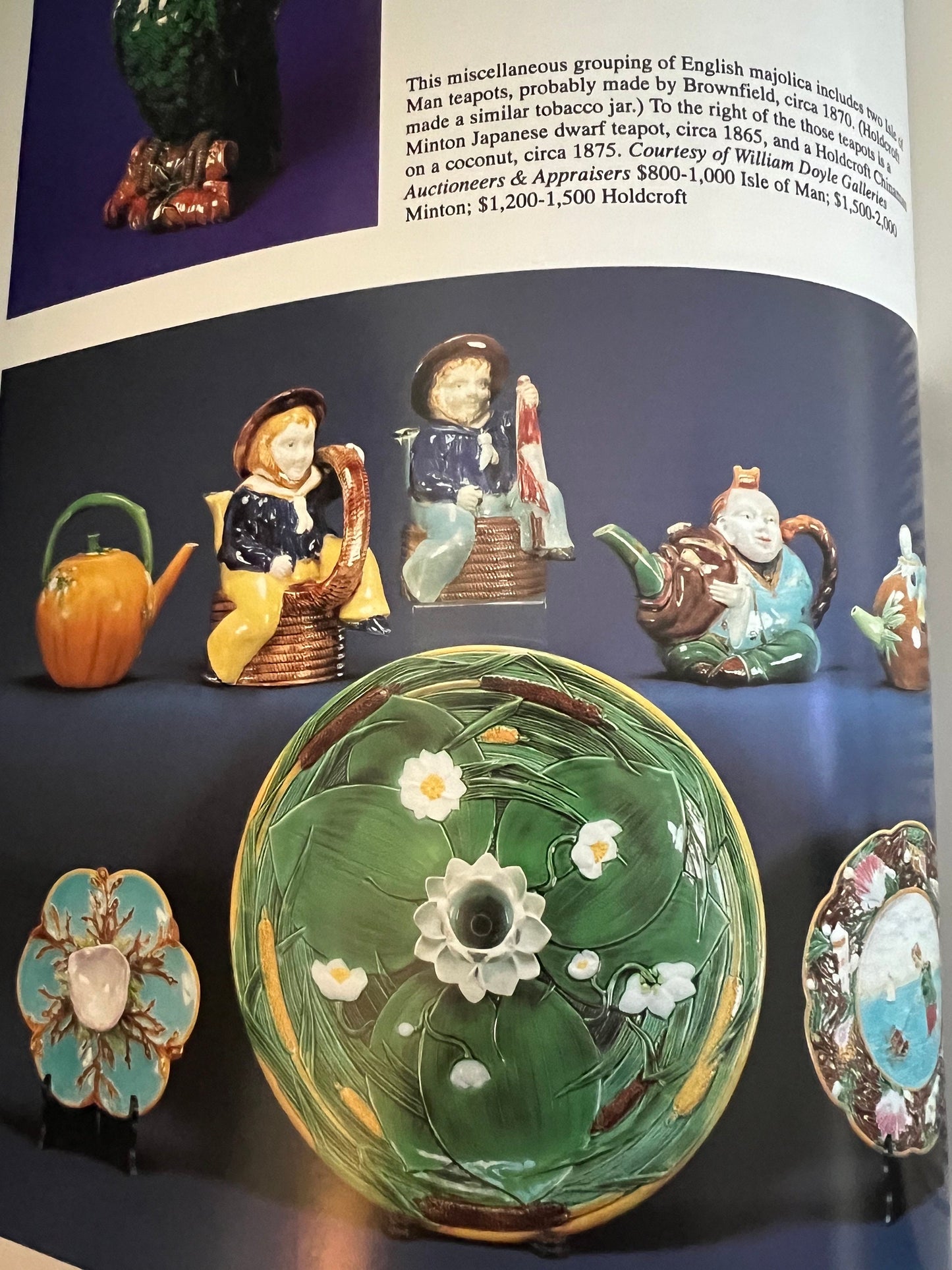 Majolica Figures Hardcover Book, with Values, Ceramics Guide, by Helen Cunningham, Ceramics book, Lover Antiques
