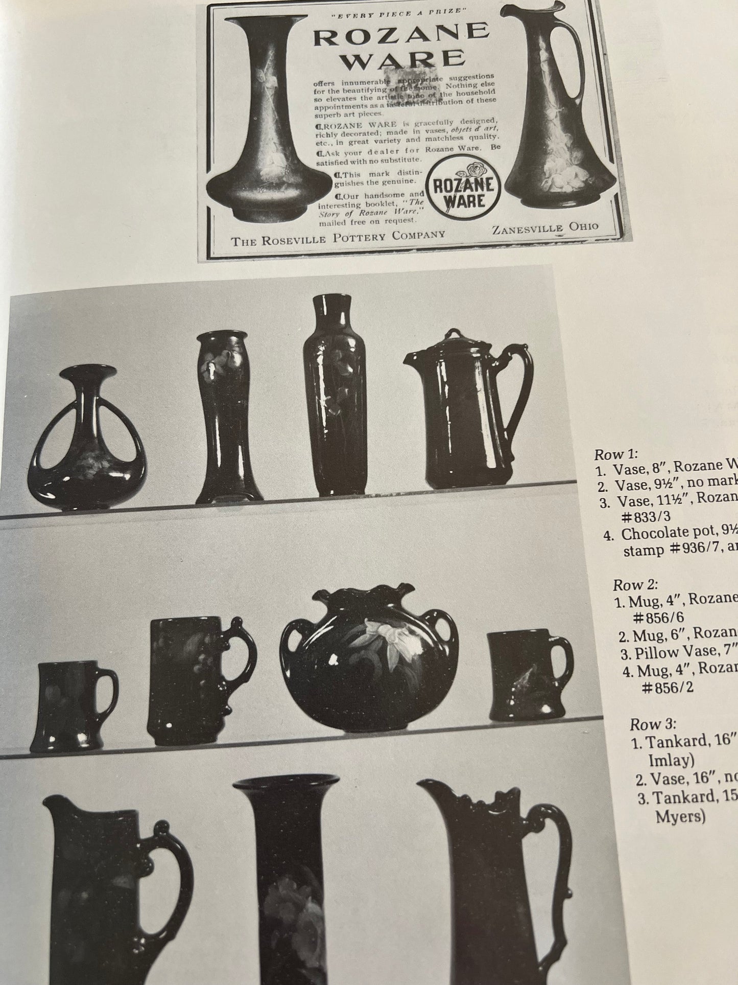 The Collectors Encyclopedia of Roseville Pottery Guide Book By Sharon and Bob Huxford, Second Series, Lover Antiques and Vintage