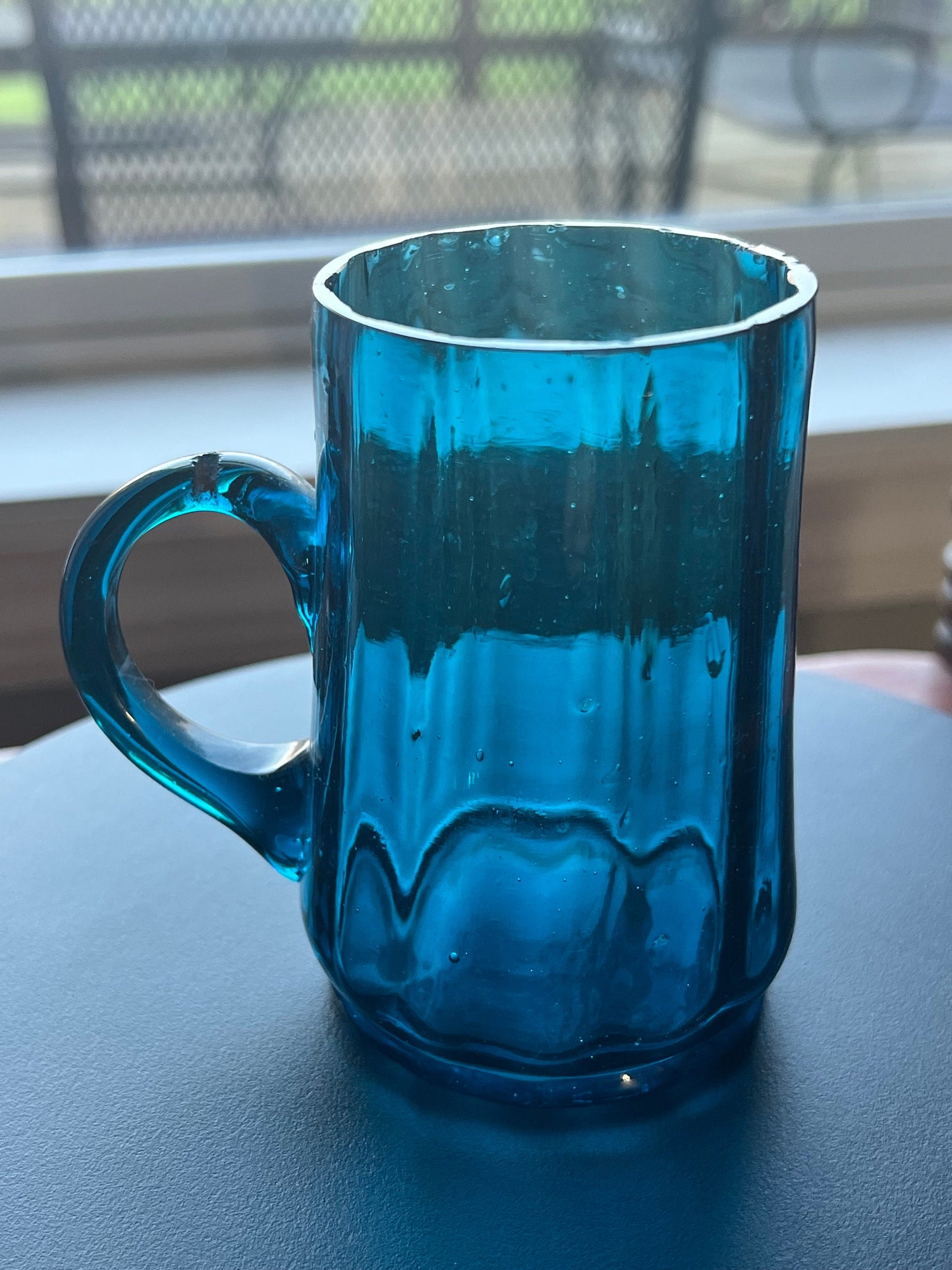 Vintage Blue Glass Cup, Blue Glass with Handle, Lover Antiques and Vintage
