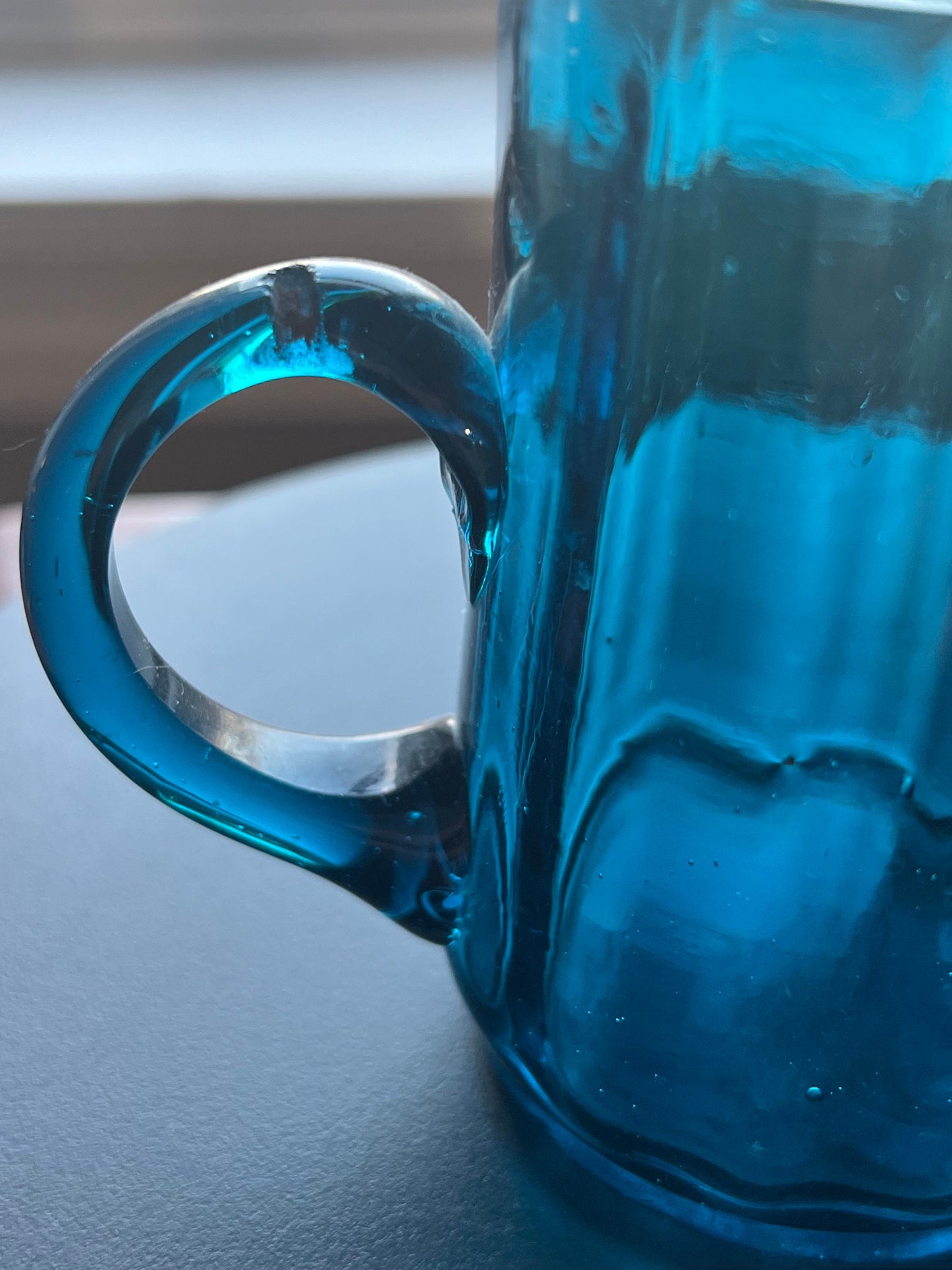 Vintage Blue Glass Cup, Blue Glass with Handle, Lover Antiques and Vintage
