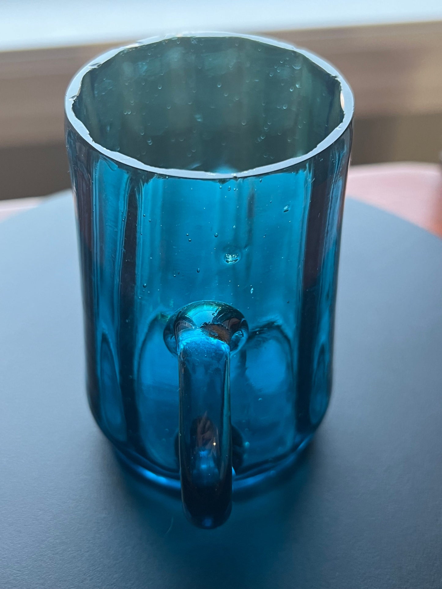 Vintage Blue Glass Cup, Blue Glass with Handle, Lover Antiques and Vintage