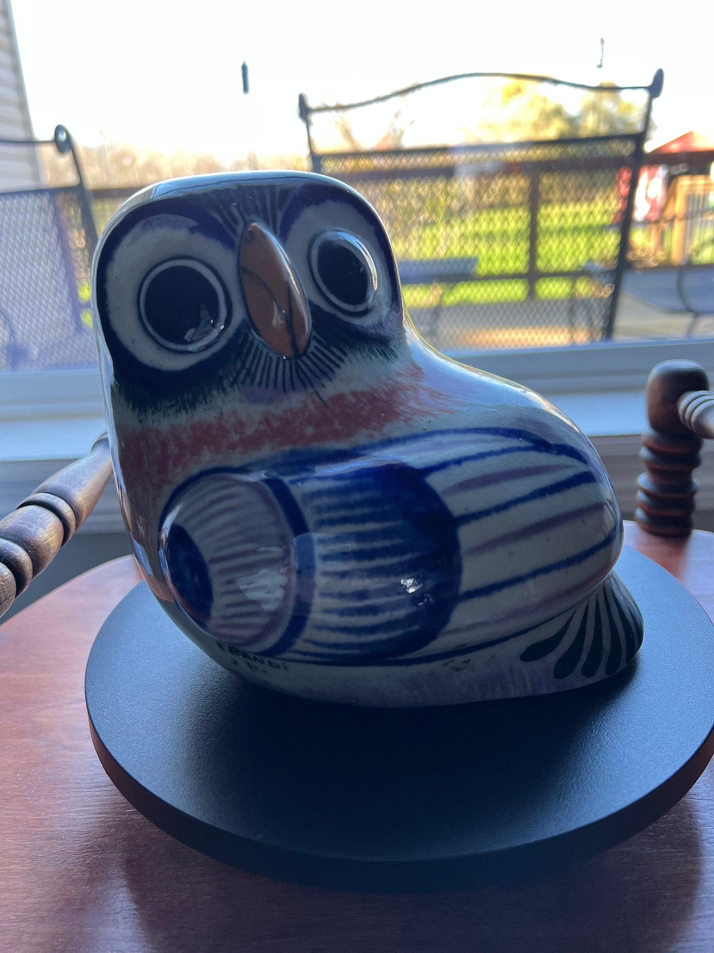 Vintage Tonala Mexican Pottery Owl, ERandi signed, Owl Art, Mid-Century Modern Pottery, Bird Lover Antiques and Vintage