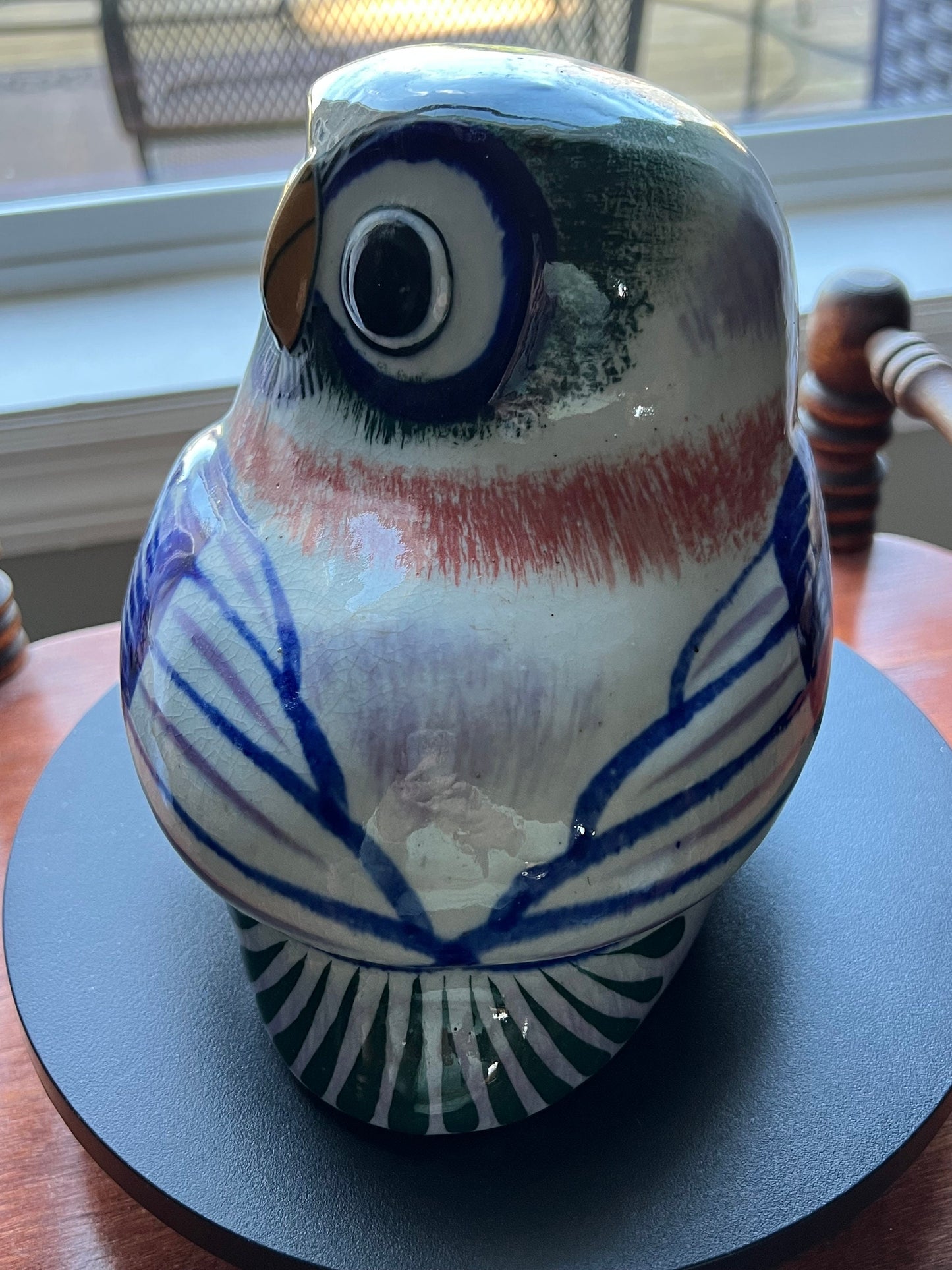Vintage Tonala Mexican Pottery Owl, ERandi signed, Owl Art, Mid-Century Modern Pottery, Bird Lover Antiques and Vintage
