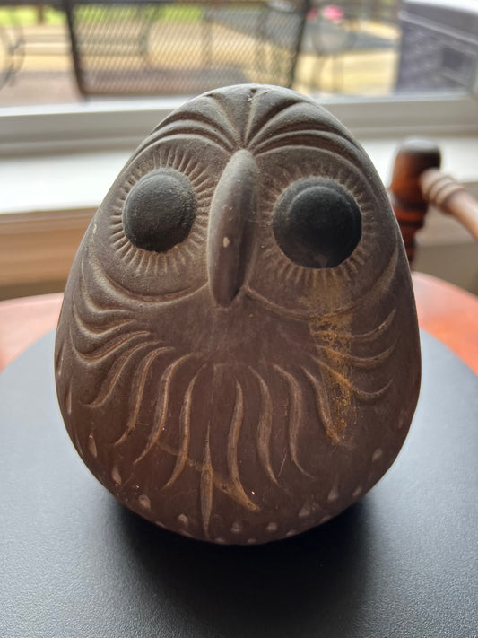 Vintage Tonala Mexican Pottery Owl, Signed Sue ‘76, Ken Edwards Pottery, Owl Art, Mid-Century Modern Pottery, Lover Antiques and Vintage