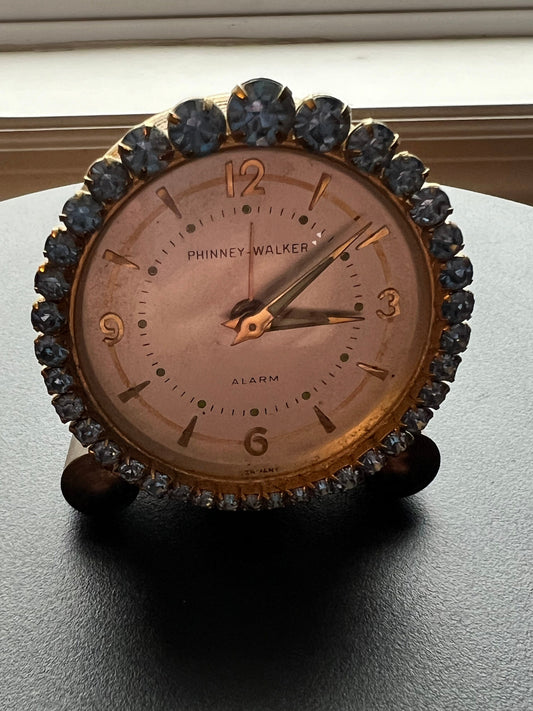 Vintage Phinney Walker Blue Swarvoski Alarm Clock, Swarvoski Stones, Nieman Marcus Clock, Blue Swarvoski Clock, Lover Antiques and Vintage