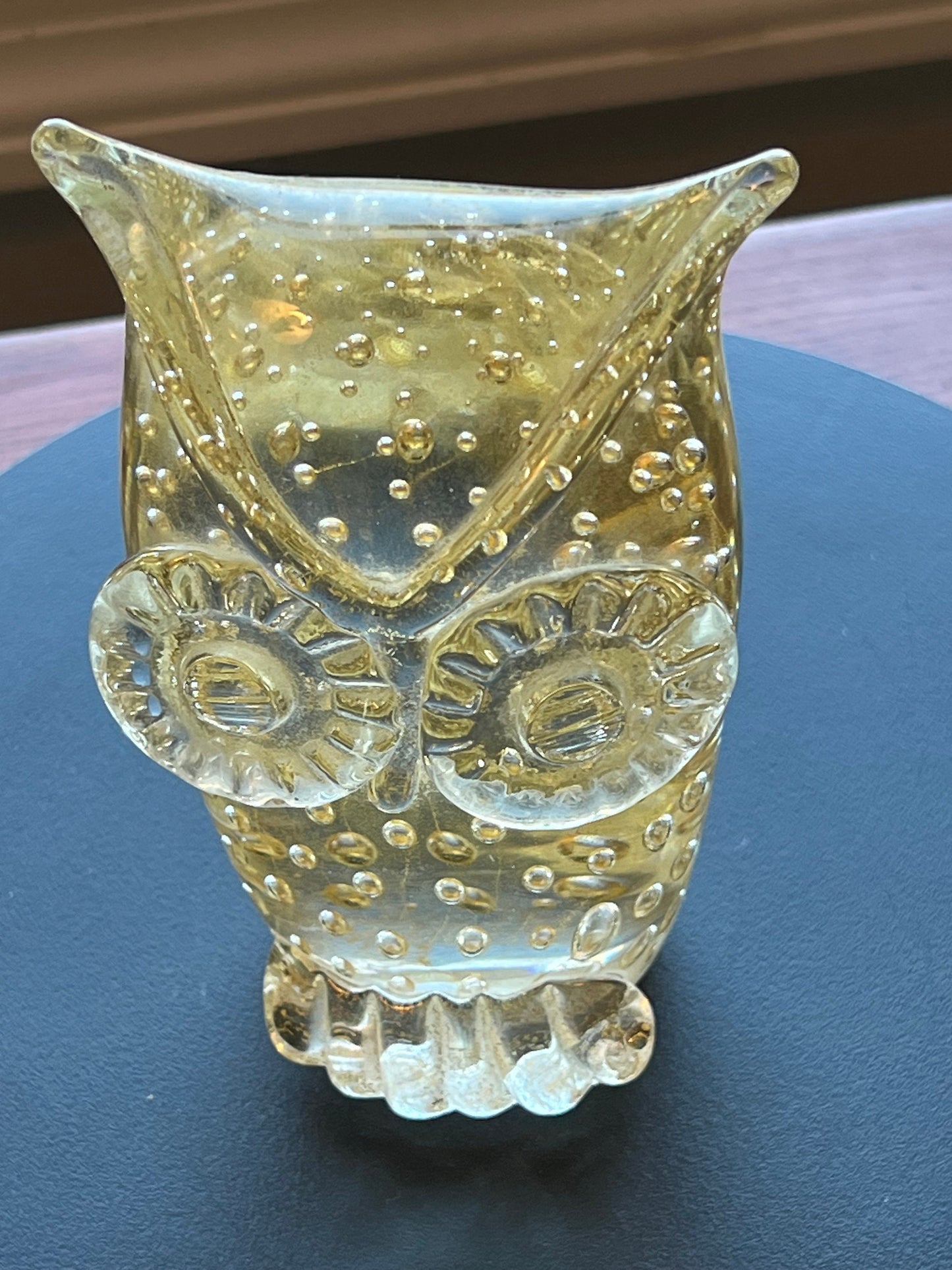 Vintage Murano Owl, Gold Infused Glass, Italy Owl Sculpture, Owl Figurine, Art Glass, Lover Antiques and Vintage