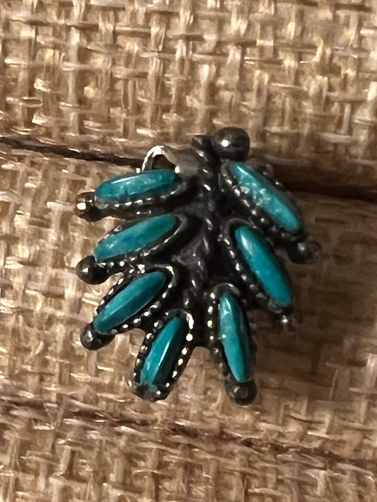 Vintage Silver and Turquoise Style Earrings, Sancrest R Zuni, Petit Needle Point Earrings, Sancrest Zuni Style Jewelry, Lover Antiques
