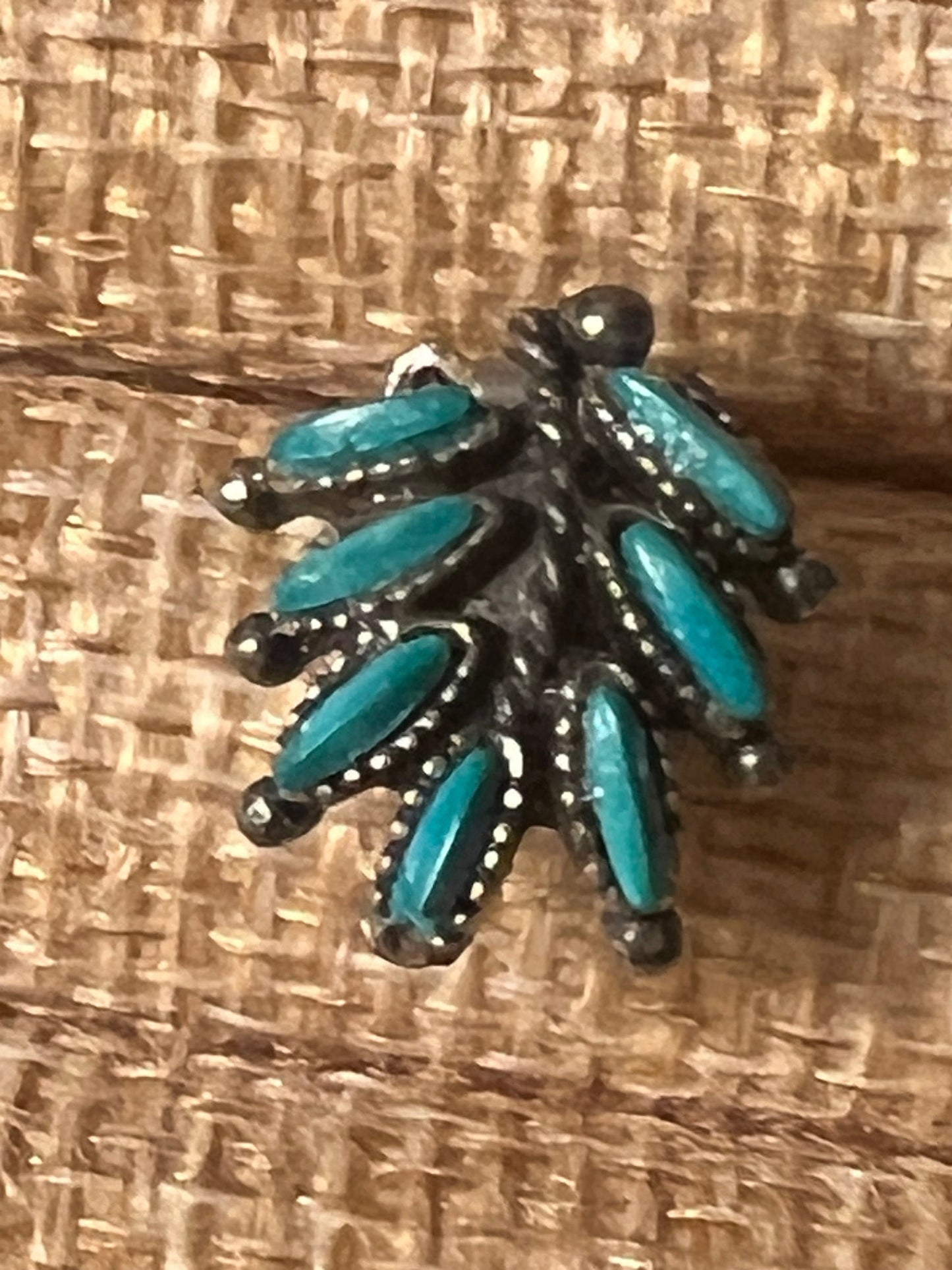 Vintage Silver and Turquoise Style Earrings, Sancrest R Zuni, Petit Needle Point Earrings, Sancrest Zuni Style Jewelry, Lover Antiques