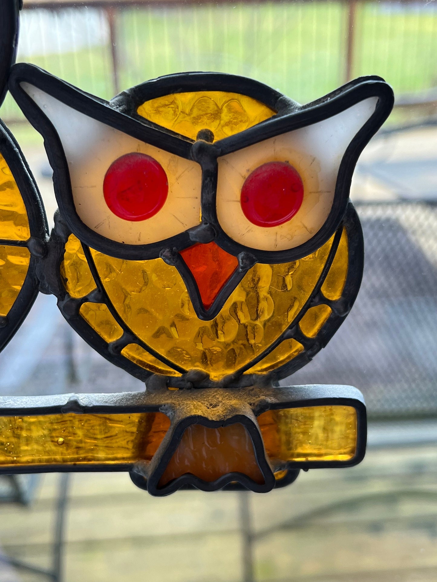 Vintage Stained Glass Owl, Stained Glass 2 Owls, Mom and Baby Owl, Family of Owls, Stained Glass Owls, Lover Antiques and Vintage