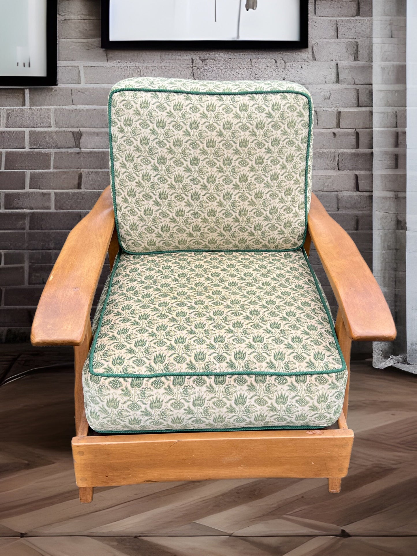 Cushman Colonial Creations Londonderry Chair No. 5385, Cream Cushions Paddle Arm Chair, Mid Century Modern Chair, Lover Antiques and Vintage