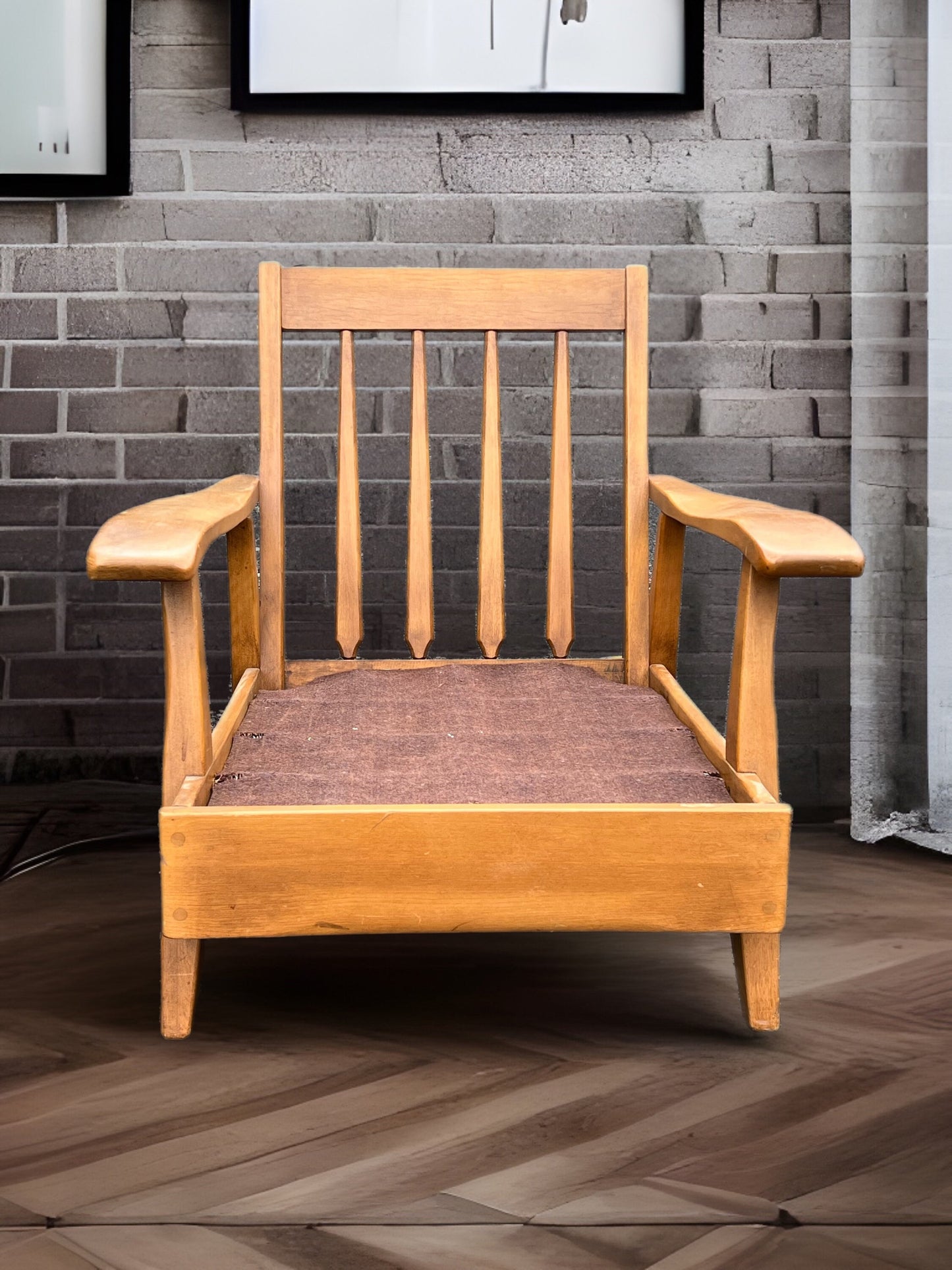 Cushman Colonial Creations Londonderry Chair No. 5385, Cream Cushions Paddle Arm Chair, Mid Century Modern Chair, Lover Antiques and Vintage
