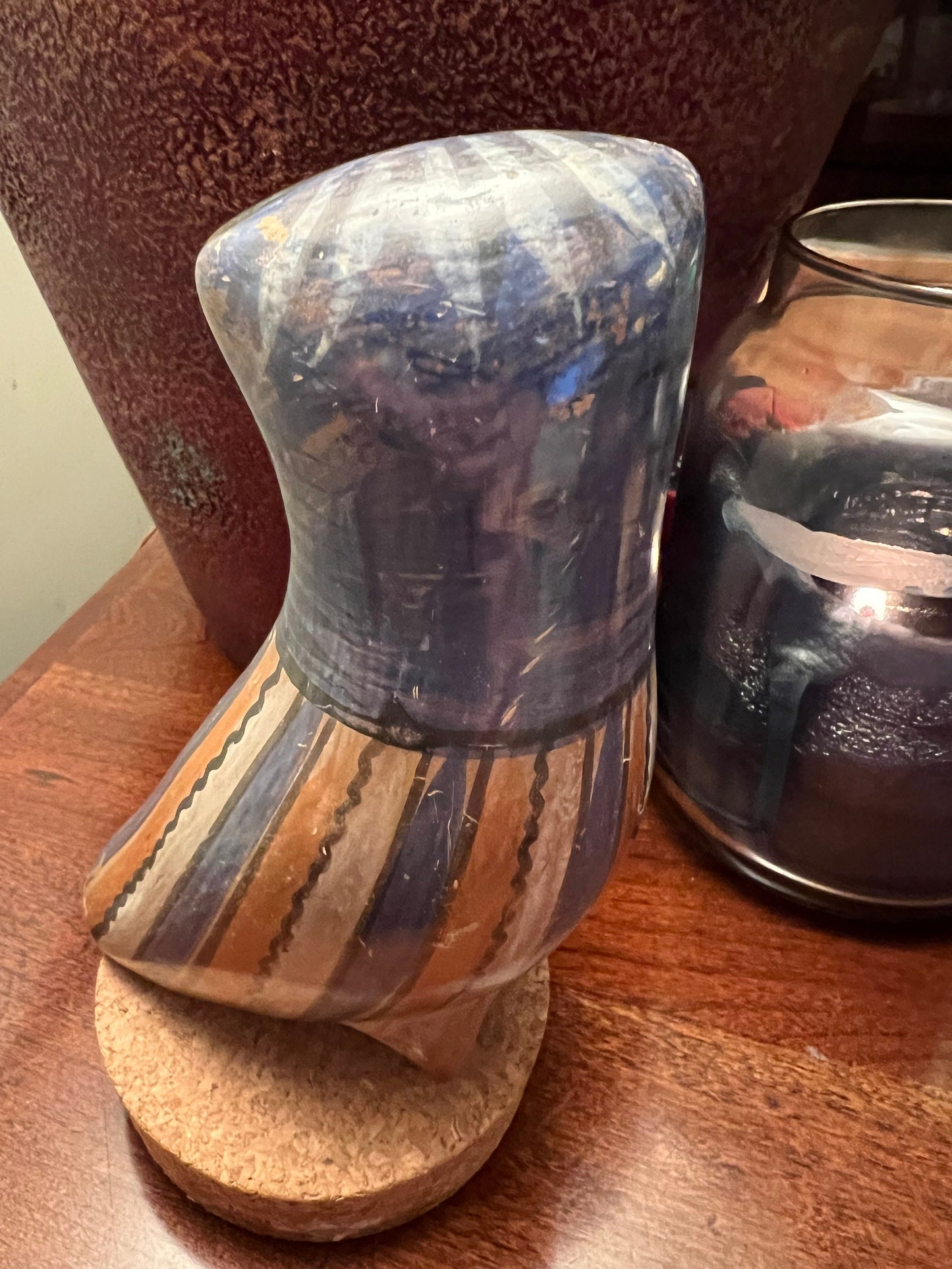 Vintage Tonala Pottery Owl, Red, White and Blue, Made in Mexico, Ken Edwards Pottery, Jorge Wilmot, Owl Art, Bird Lover Antiques and Vintage