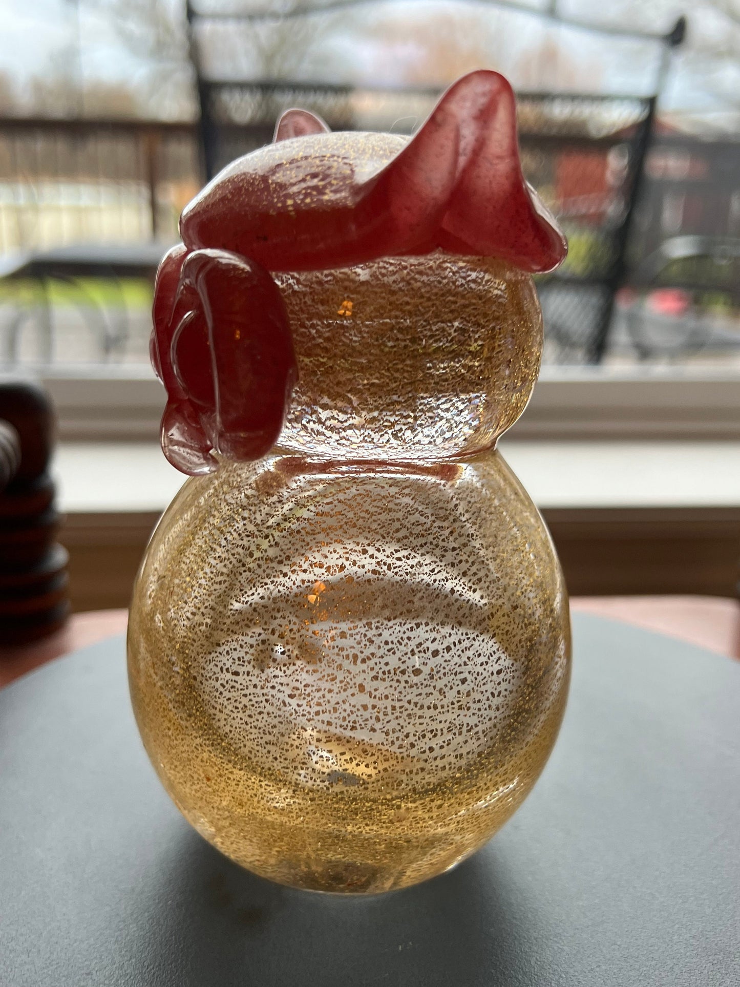 Vintage Murano Glass Owl, 24K Gold Glass, Gold Owl Sculpture, Owl Figurine, Art Glass, Lover Antiques and Vintage