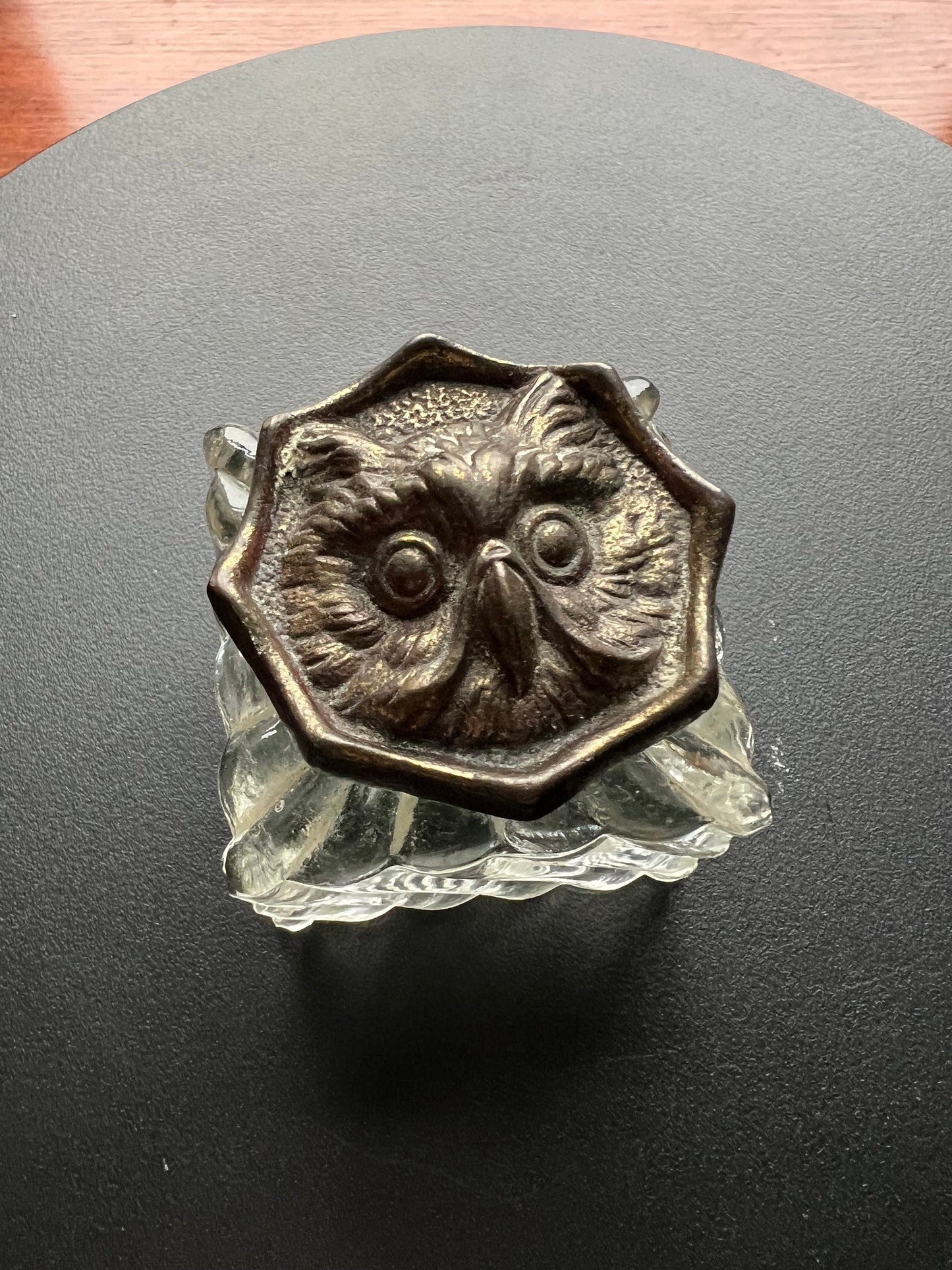 Antique Brass & Crystal Glass Owl Inkwell, Owl Inkwell, Brass Owl Gift, Unique Owl Inkwell, Lover Antiques and Vintage