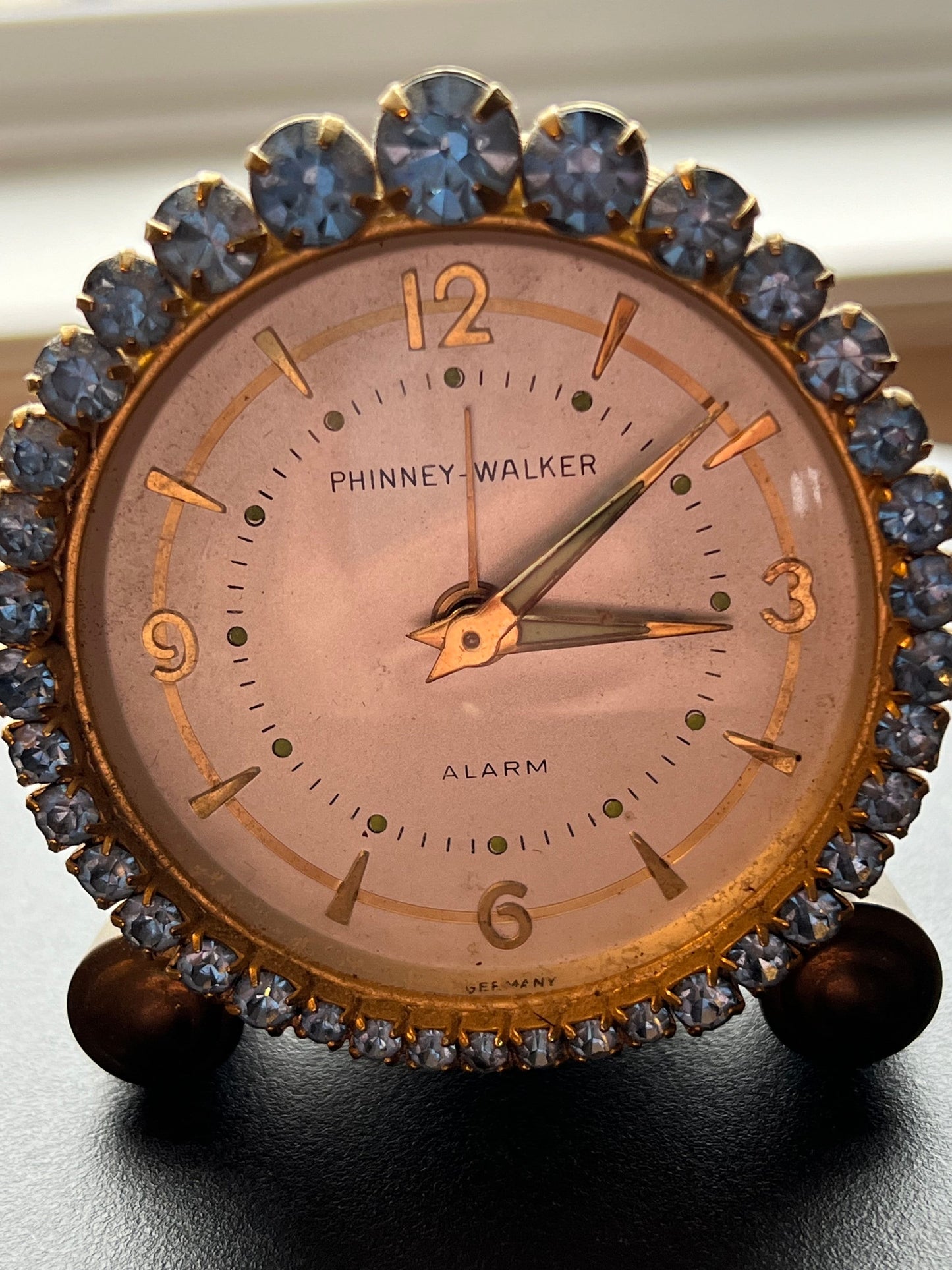 Vintage Phinney Walker Blue Swarvoski Alarm Clock, Swarvoski Stones, Nieman Marcus Clock, Blue Swarvoski Clock, Lover Antiques and Vintage