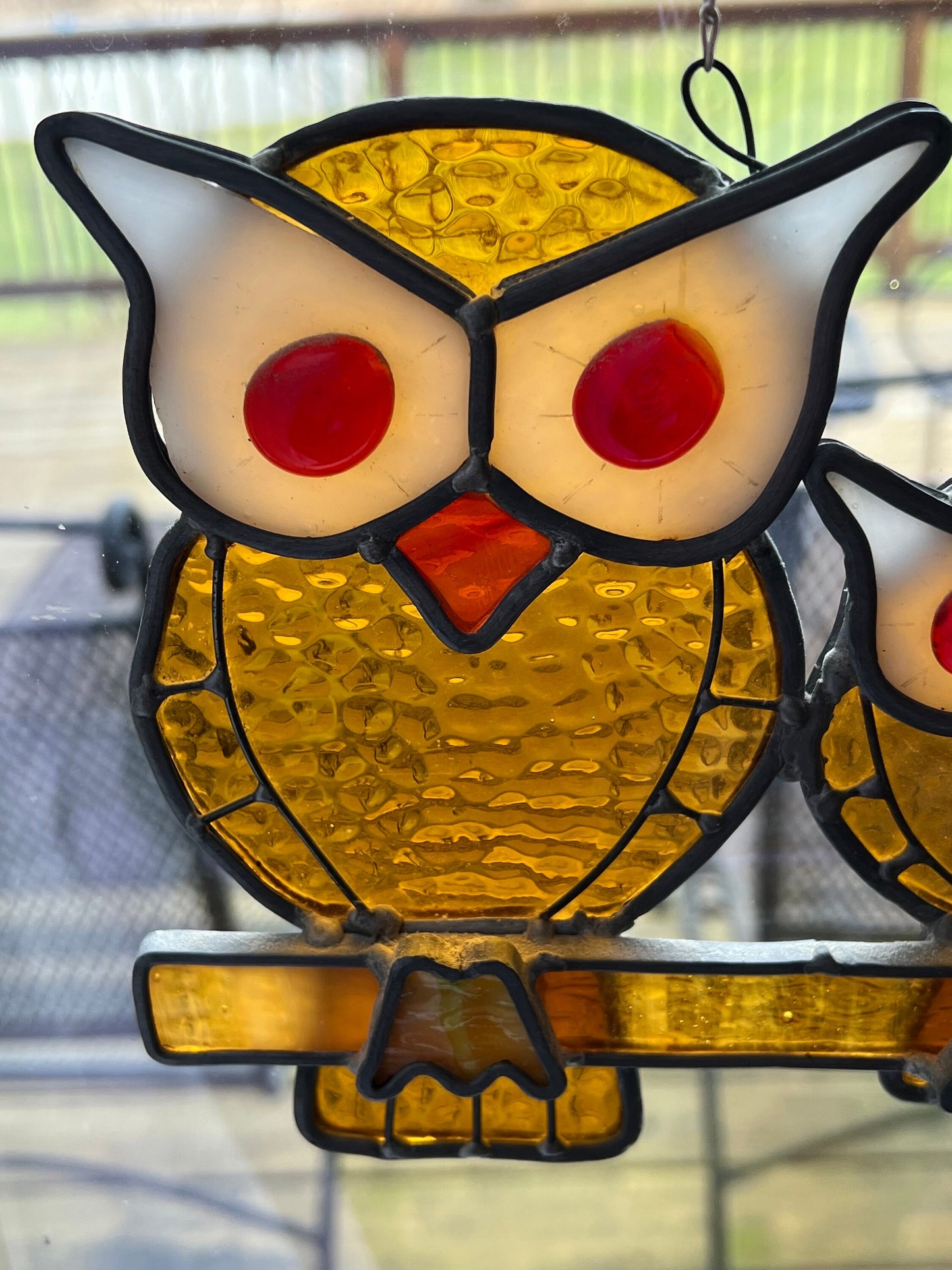 Vintage Stained Glass Owl, Stained Glass 2 Owls, Mom and Baby Owl, Family of Owls, Stained Glass Owls, Lover Antiques and Vintage