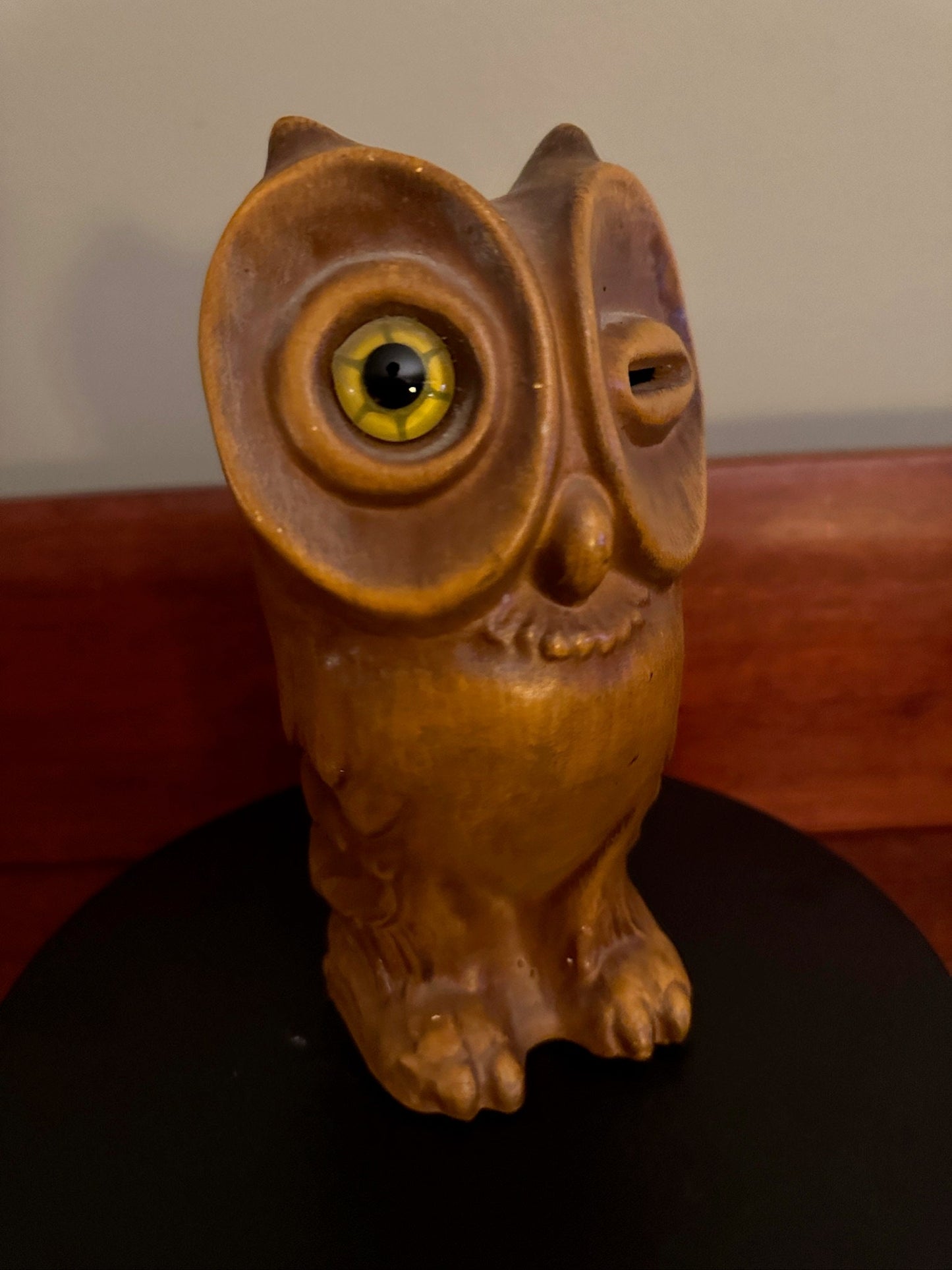Vintage Haeger Winking Owl Coin Bank #8036, Brown Owl Bank, Winking Owl Figurine, Lover Antiques and Vintage