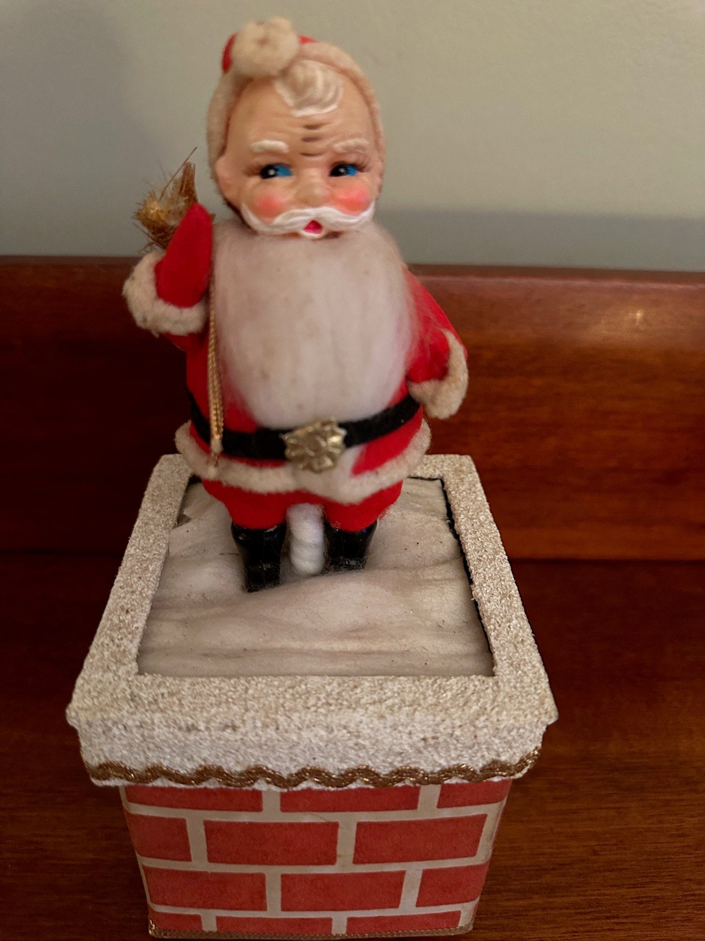Vintage Santa Claus Wind Up Chimney Music Box, Santa Claus is Coming to Town, Vintage Santa Music Box, Lover Antiques and Vintage