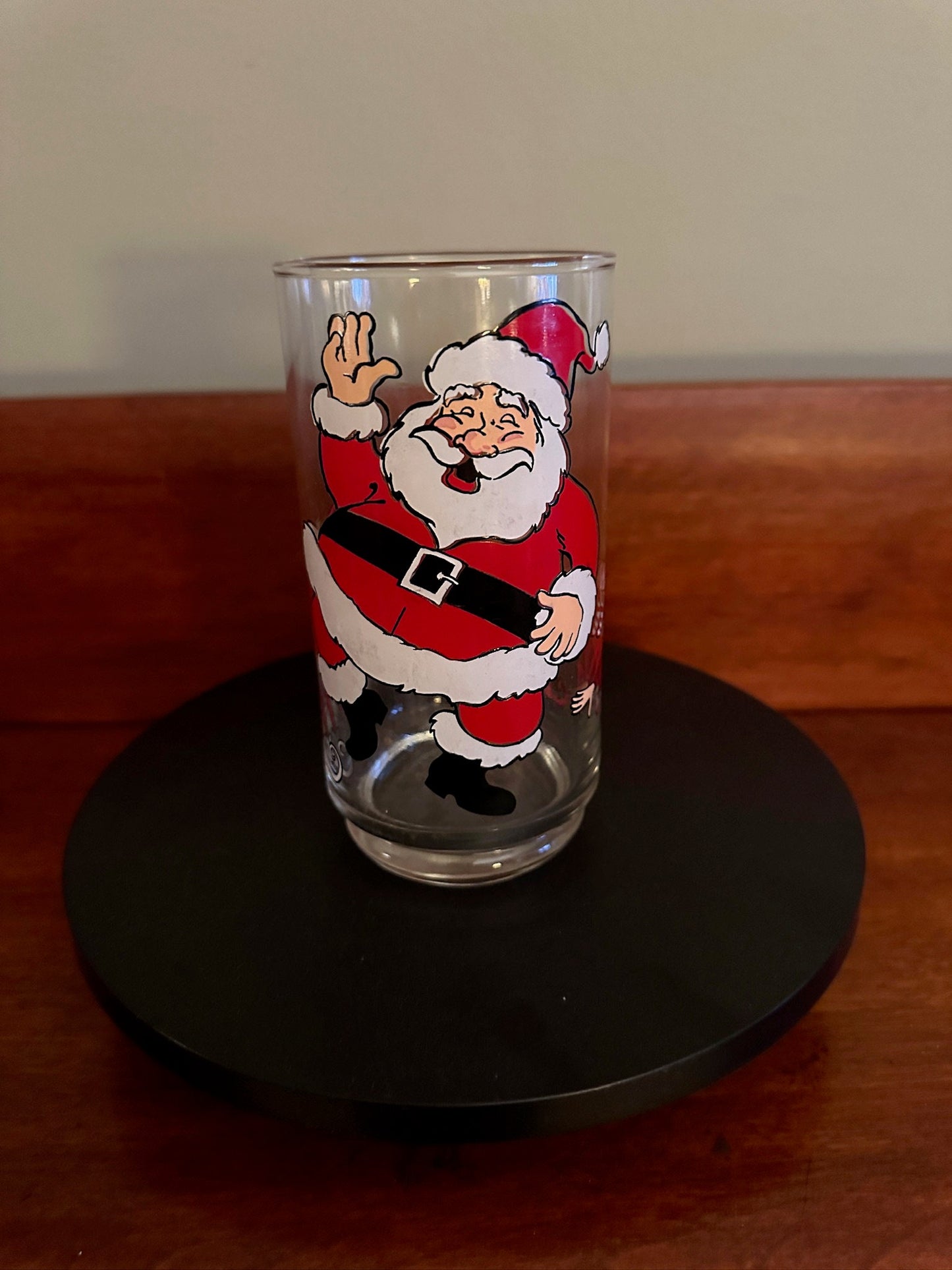Dancing Santa Claus Glass with Elves, Vintage Santa Glass, Lover Antiques and Vintage
