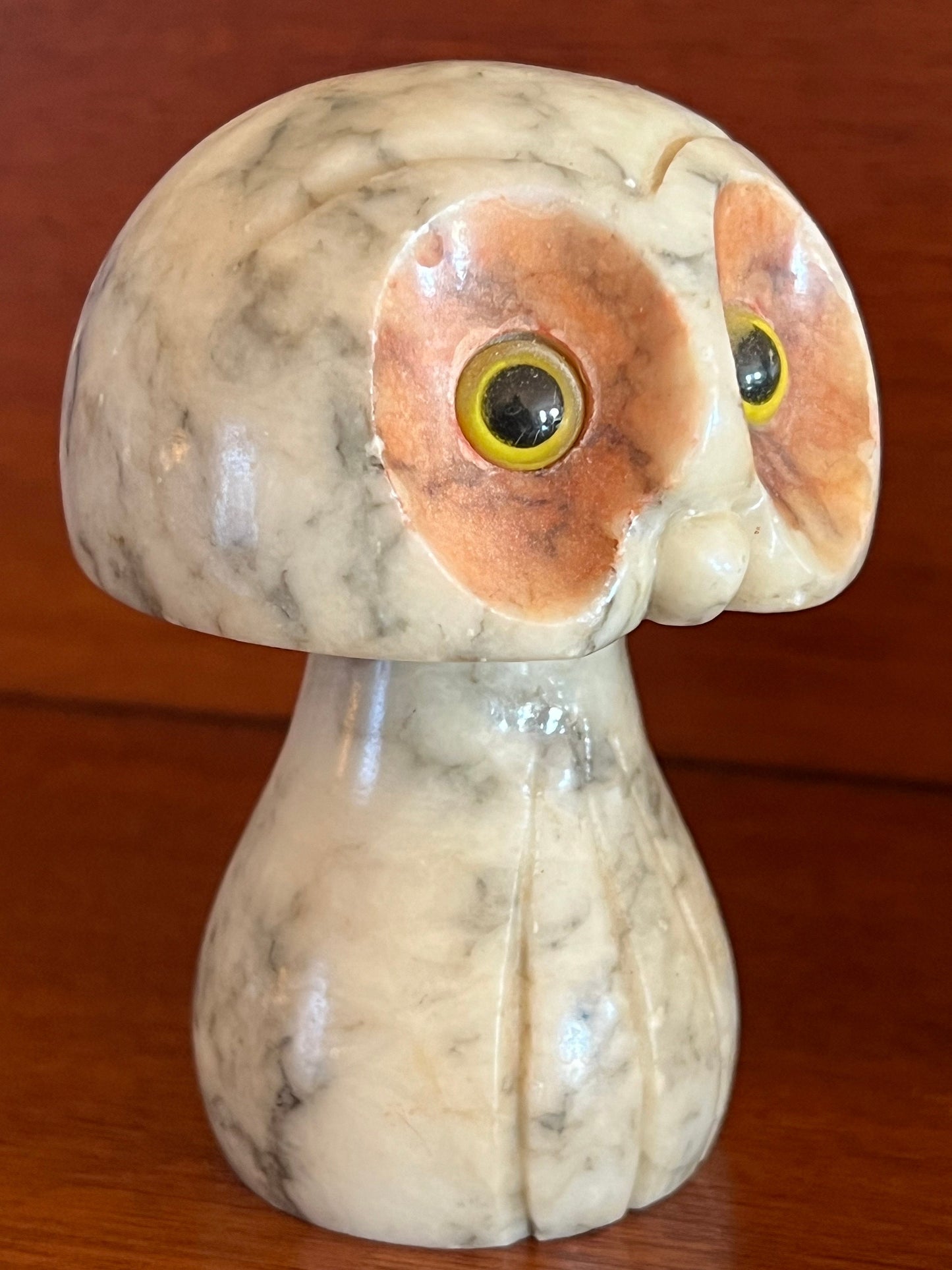 Vintage Alabaster Stone Mushroom Owl, Made in Italy, Vintage Stone Owl, Stone Mushroom Figure, Lover Antiques and Vintage