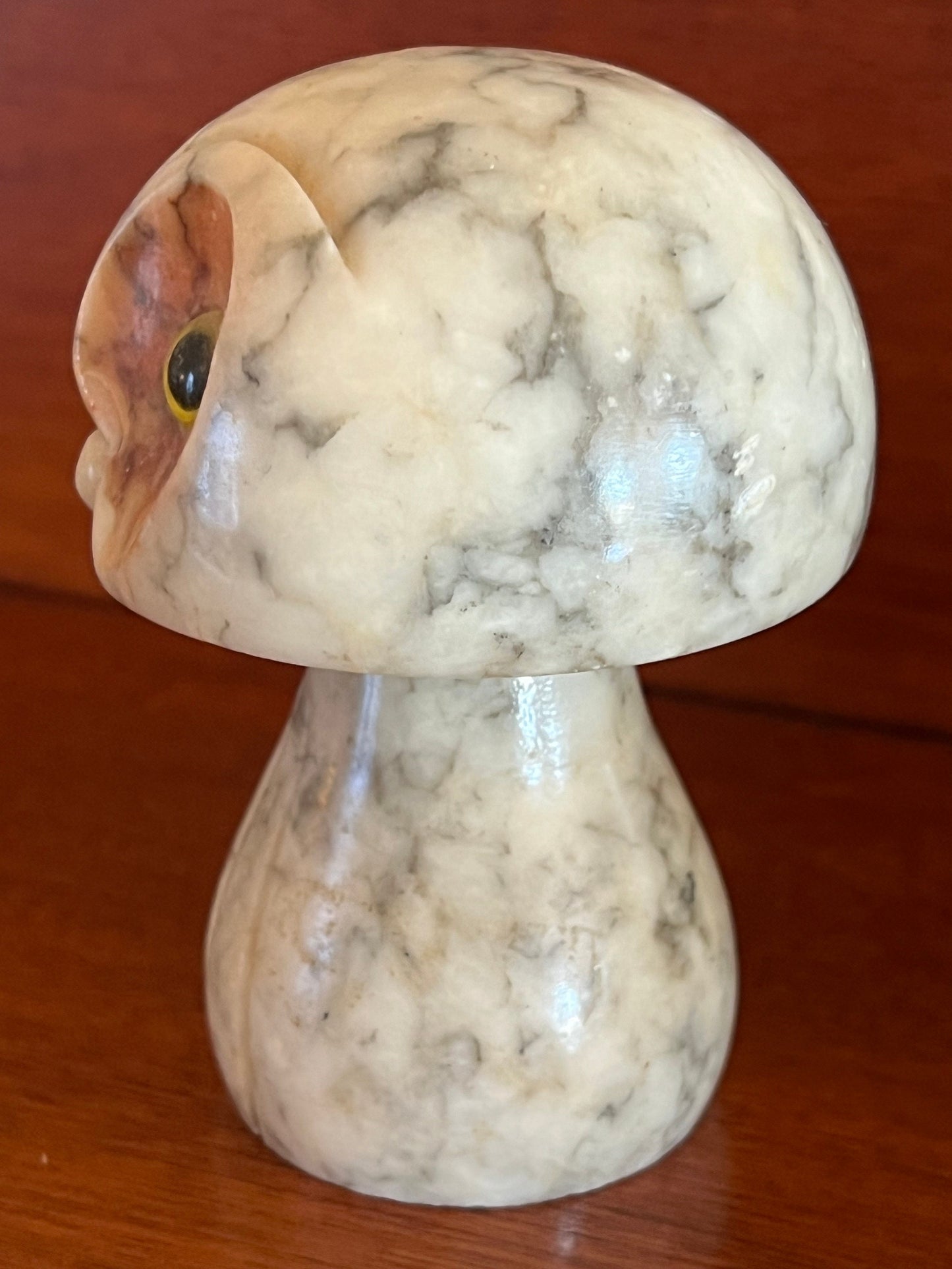 Vintage Alabaster Stone Mushroom Owl, Made in Italy, Vintage Stone Owl, Stone Mushroom Figure, Lover Antiques and Vintage