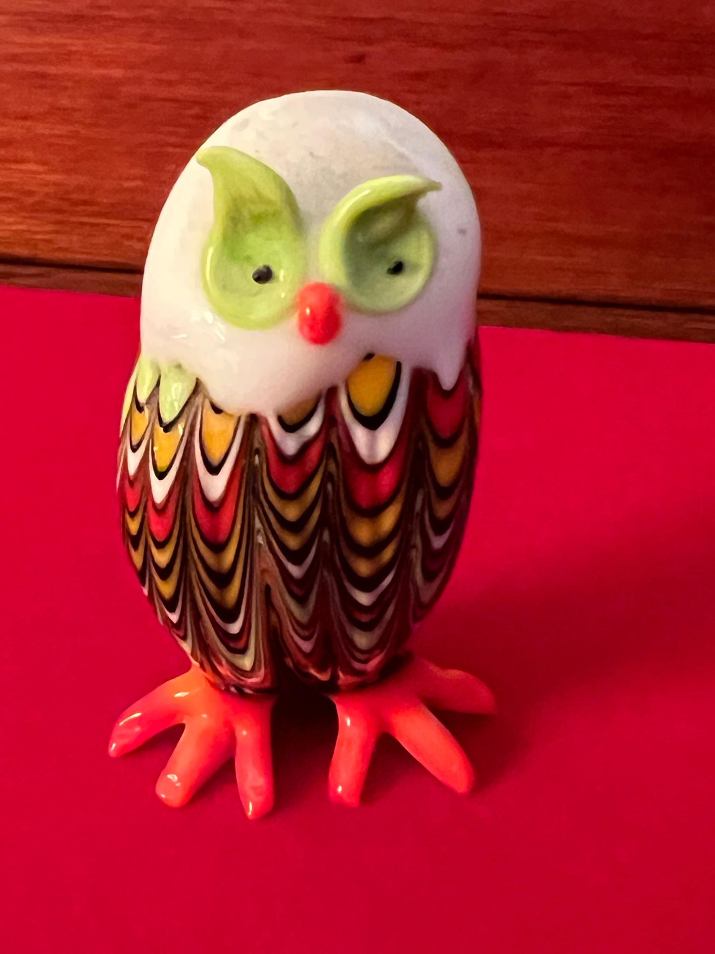 Vintage Murano Colorful Glass Owl, Glass Owl Figure, Owl Figurine, Lover Antiques and Vintage