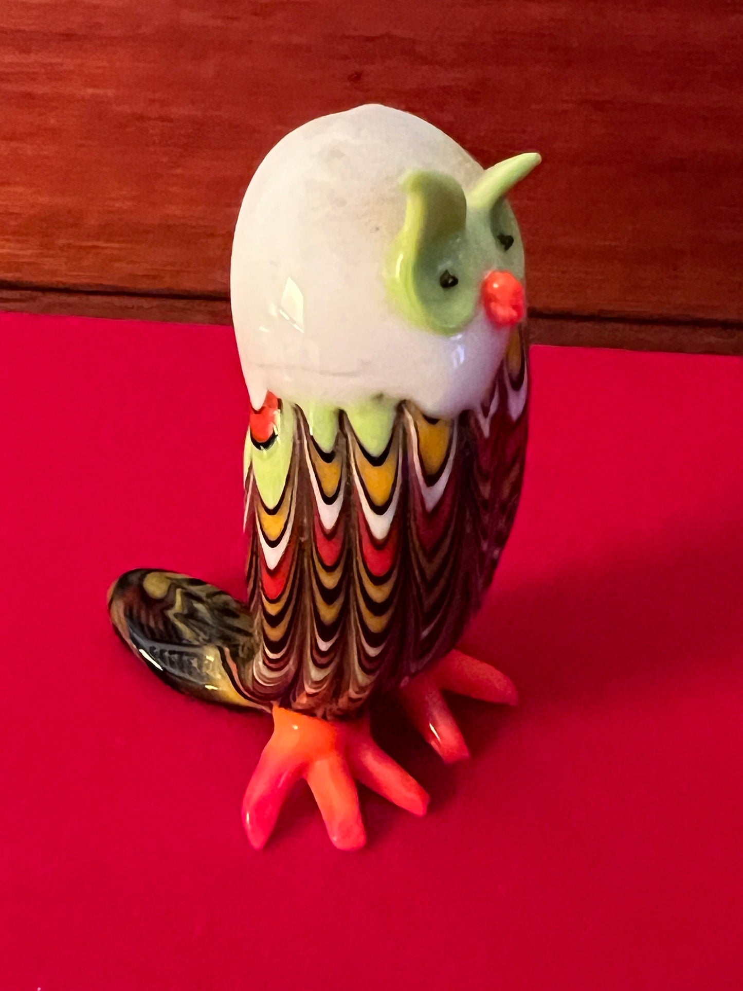 Vintage Murano Colorful Glass Owl, Glass Owl Figure, Owl Figurine, Lover Antiques and Vintage