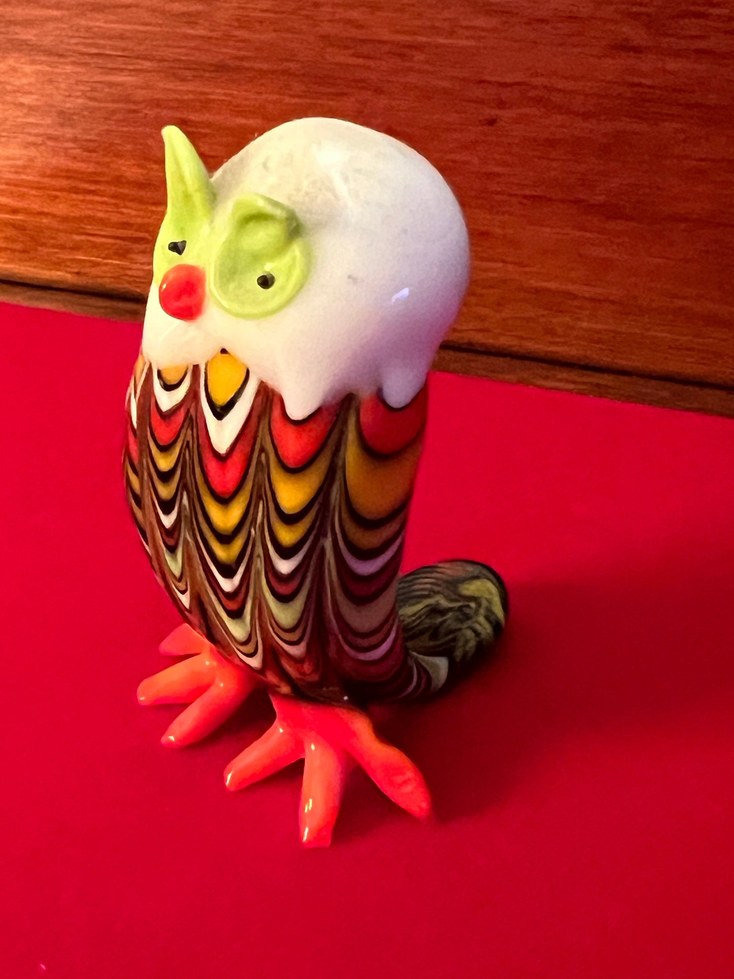 Vintage Murano Colorful Glass Owl, Glass Owl Figure, Owl Figurine, Lover Antiques and Vintage