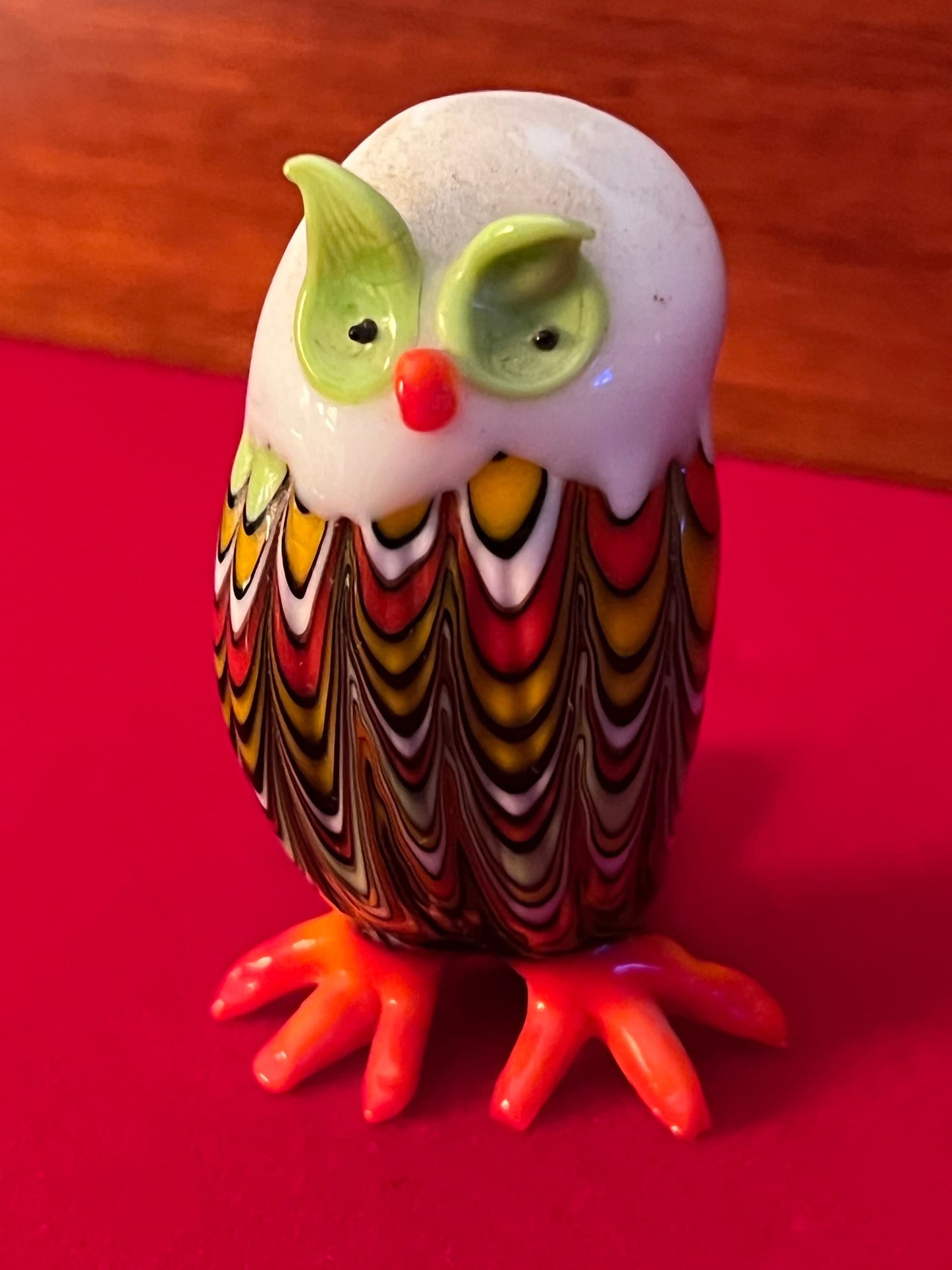 Vintage Murano Colorful Glass Owl, Glass Owl Figure, Owl Figurine, Lover Antiques and Vintage