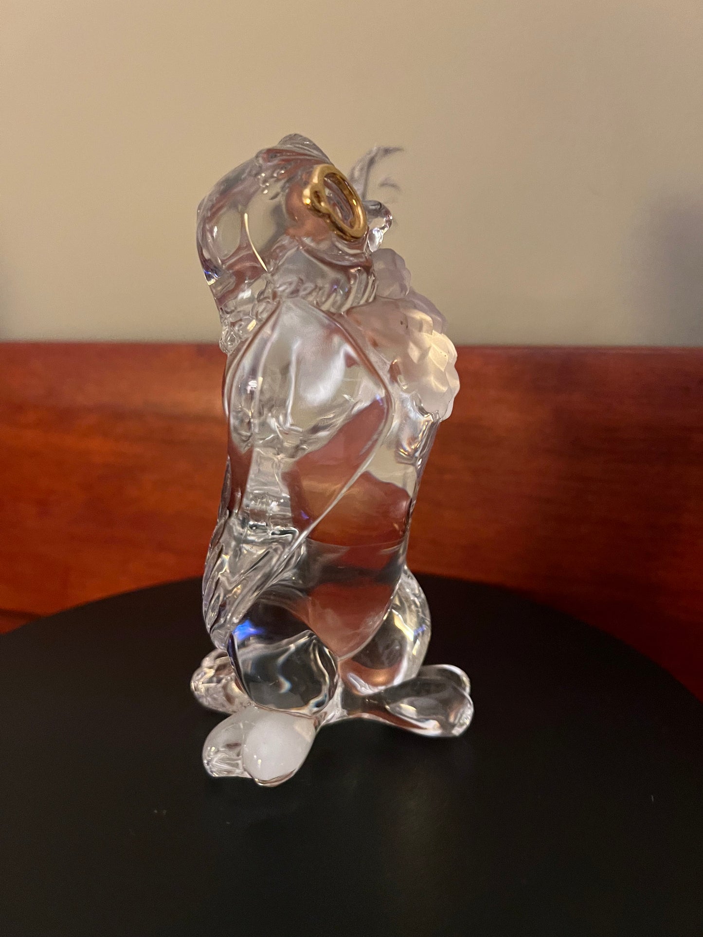Vintage Lenox Wise Owl Lead Crystal Glass Figurine, Lenox Disney Owl, 24kt Guilding, Lover Antiques and Vintage