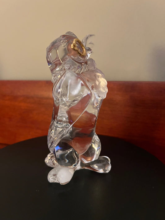 Vintage Lenox Wise Owl Lead Crystal Glass Figurine, Lenox Disney Owl, 24kt Guilding, Lover Antiques and Vintage