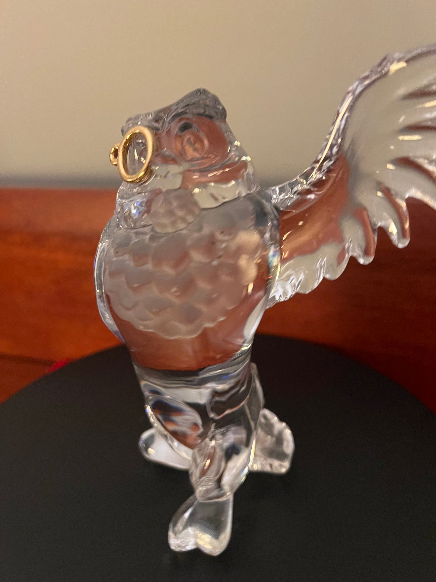 Vintage Lenox Wise Owl Lead Crystal Glass Figurine, Lenox Disney Owl, 24kt Guilding, Lover Antiques and Vintage