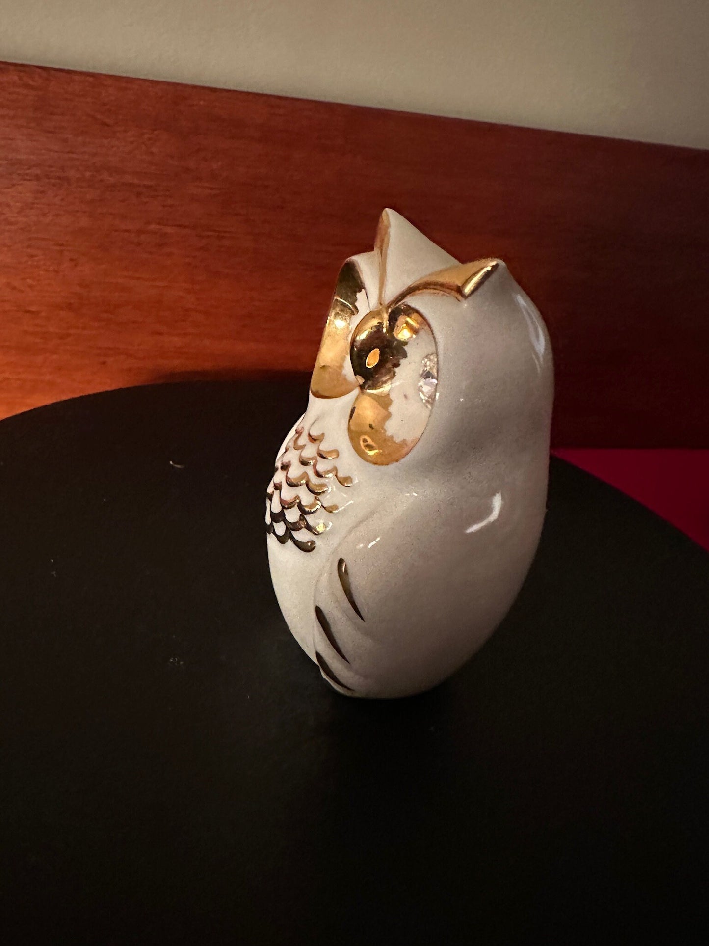 Vintage Oggetti Realizzati con Impasti de Limoges Owl, Capodimonte Porcelain Owl, Swarvoski Faceted Eyes, Porcelain Owl, Made in Italy Owl