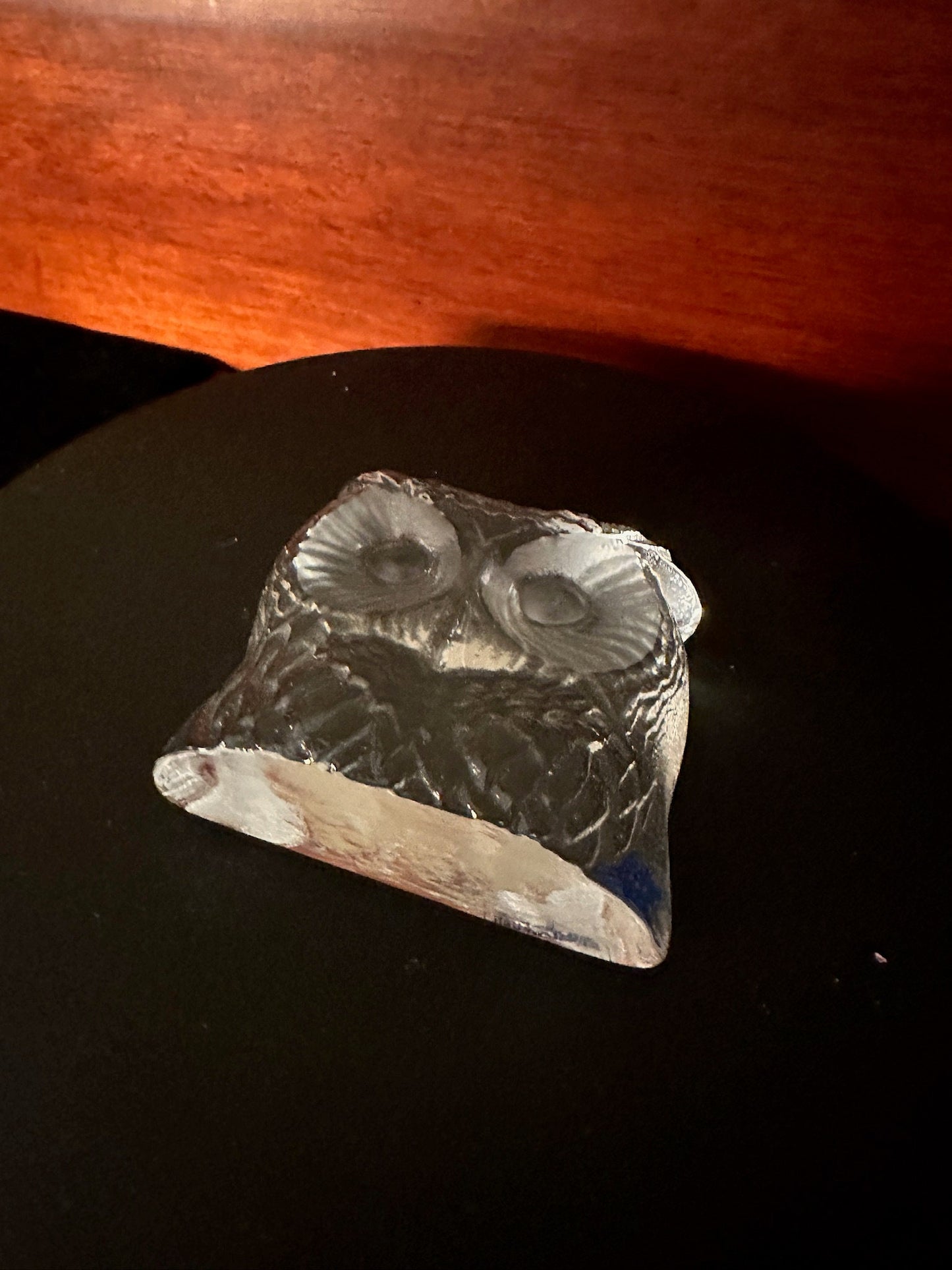 Vintage Glass Owl Paperweight by Swedish Nybo, Vintage Glass Art Owl, Swedish Glass Owl, Lover Antiques and Vintage