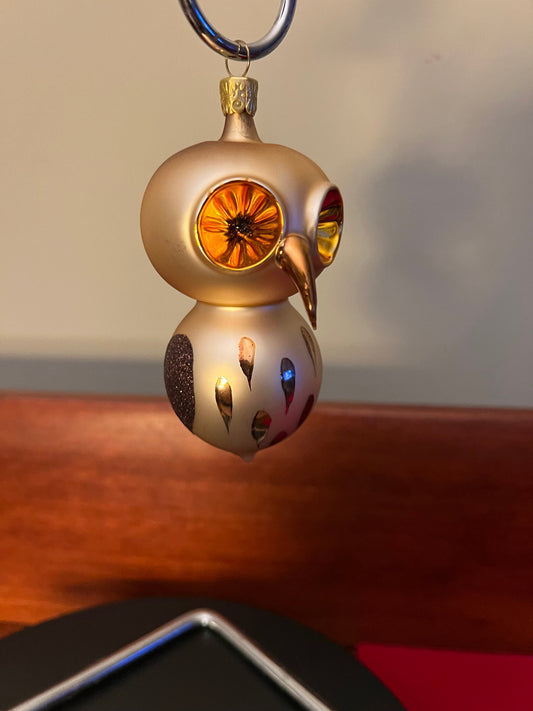 Vintage Gold Owl Ornament Made in Czechoslovakia, Golden Owl Ornament, Lover Antiques and Vintage