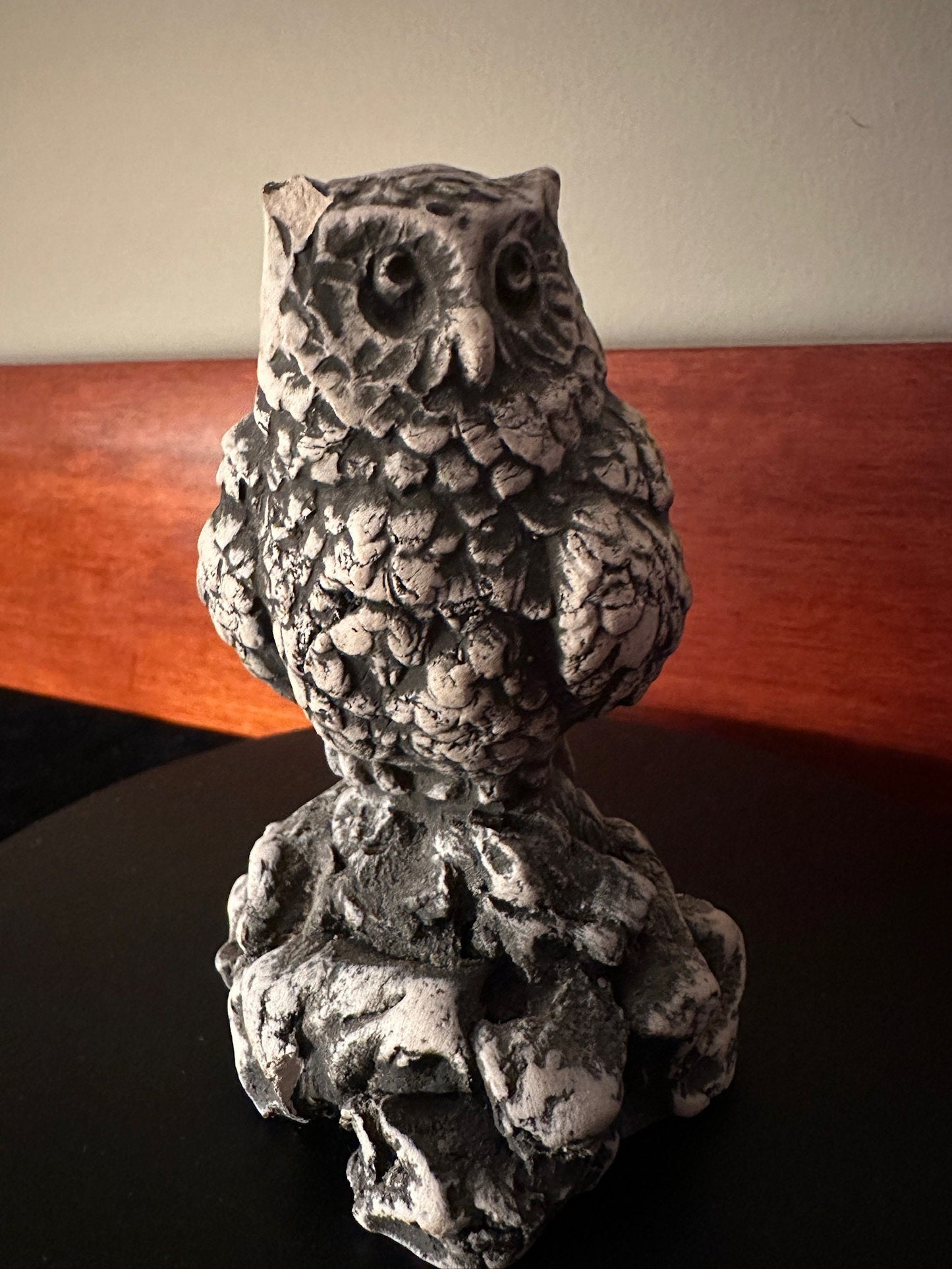 Vintage Owl from Mount St. Helen’s Ash, Clay Owl Collectible Figurine, Signed Stan, Lover Antiques and Vintage