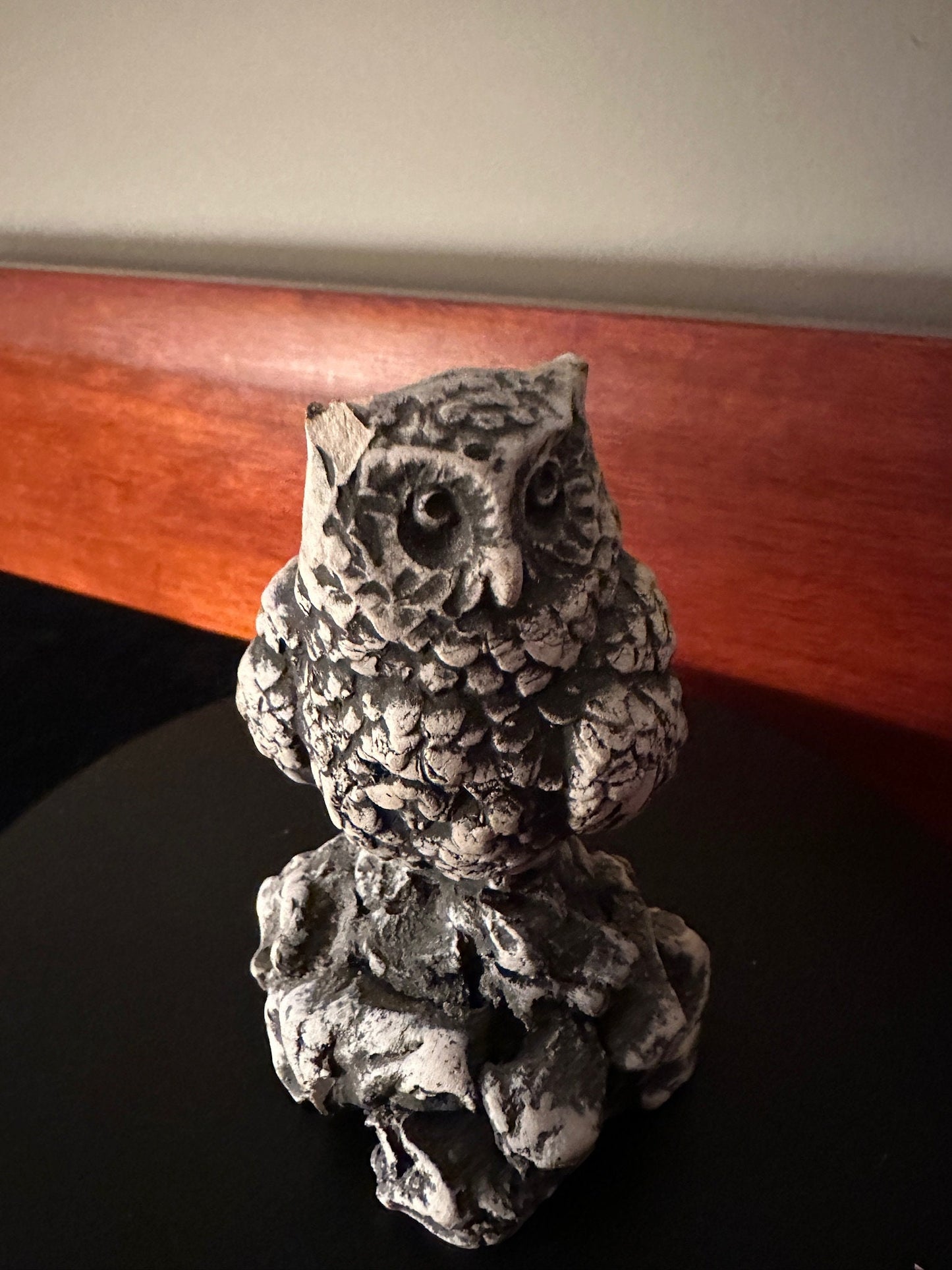 Vintage Owl from Mount St. Helen’s Ash, Clay Owl Collectible Figurine, Signed Stan, Lover Antiques and Vintage