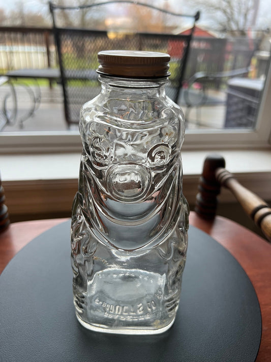 Vintage Clown Glass Bank with Metal Lid, Grapette Co., Camden Ark, Clown Sculpture Figurine, Grapette Soda Clown, Lover Antiques and Vintage