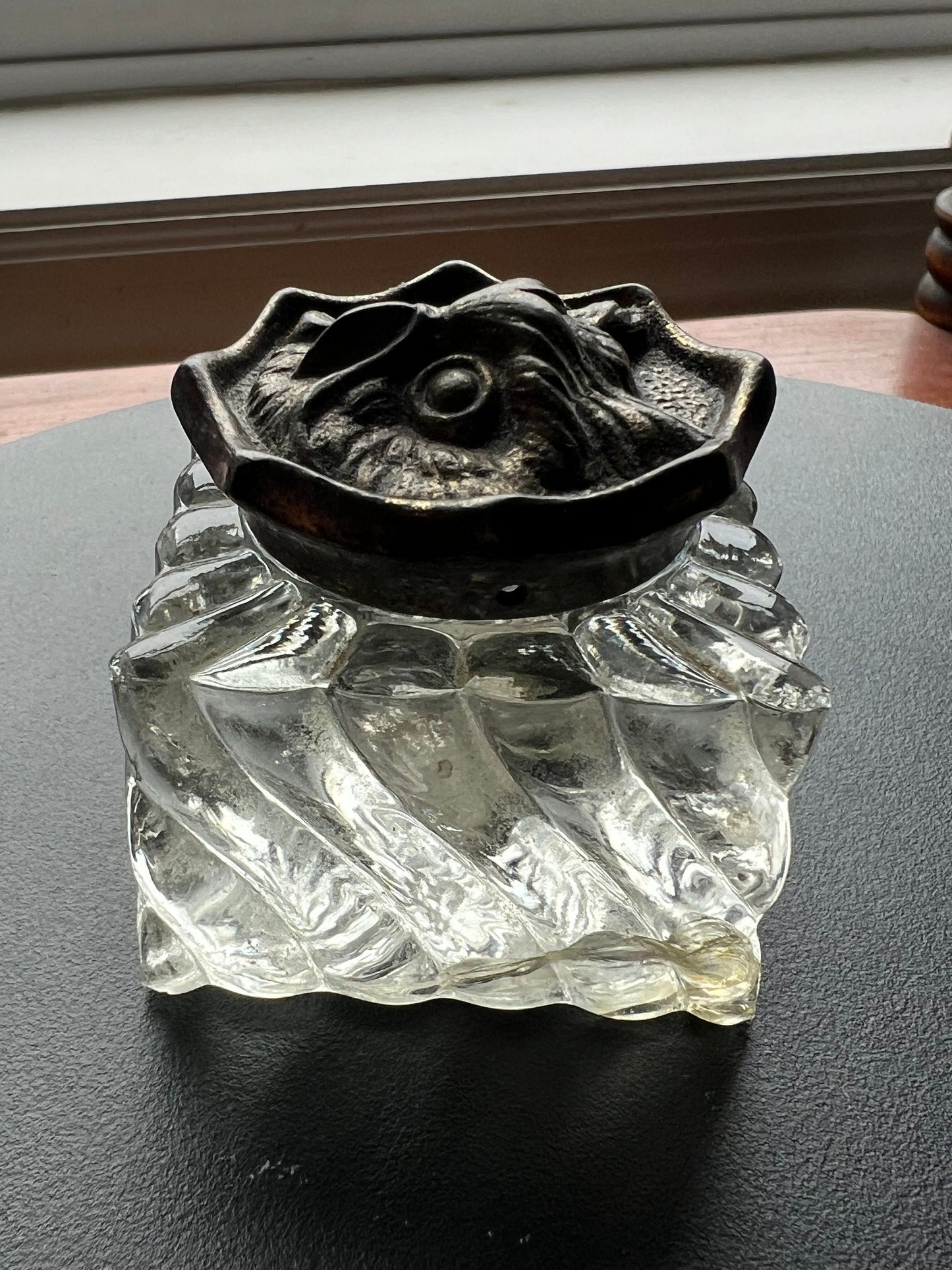 Antique Brass & Crystal Glass Owl Inkwell, Owl Inkwell, Brass Owl Gift, Unique Owl Inkwell, Lover Antiques and Vintage