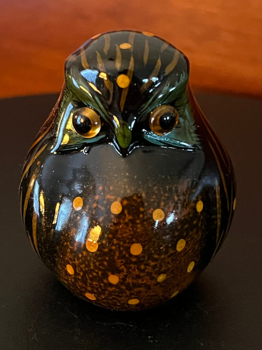 Vintage Colorful Owl, Black Ceramic Owl, Gorgeous Small Owl, Lover Antiques and Vintage