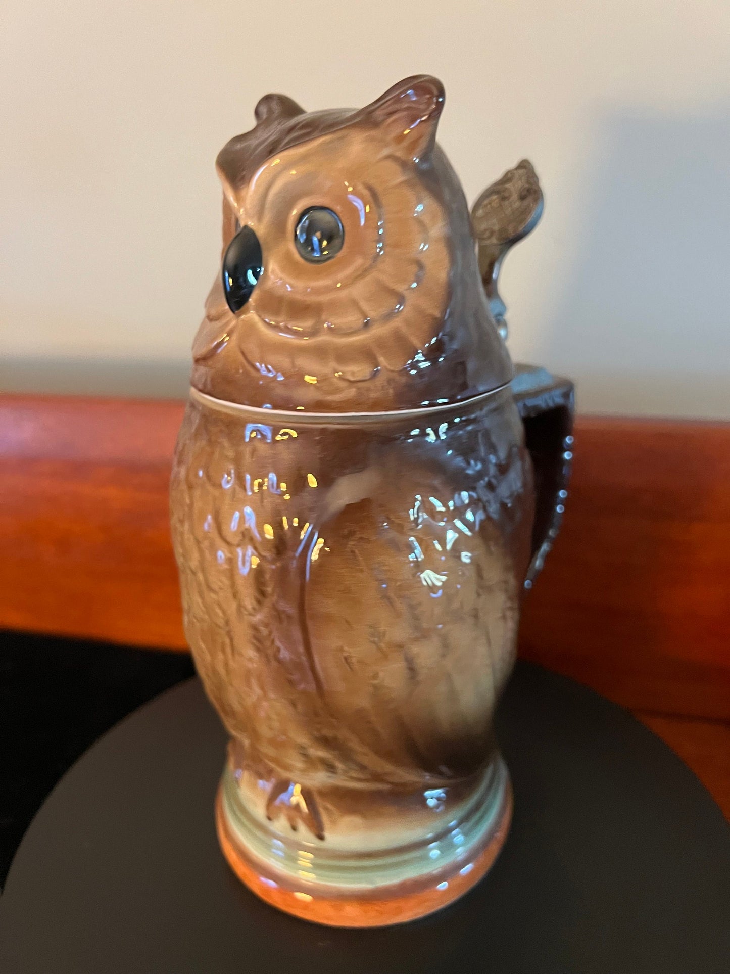 Vintage Porcelain Owl Beer Stein, Tall Owl Stein, Owl Figurine, Lover Antiques and Vintage