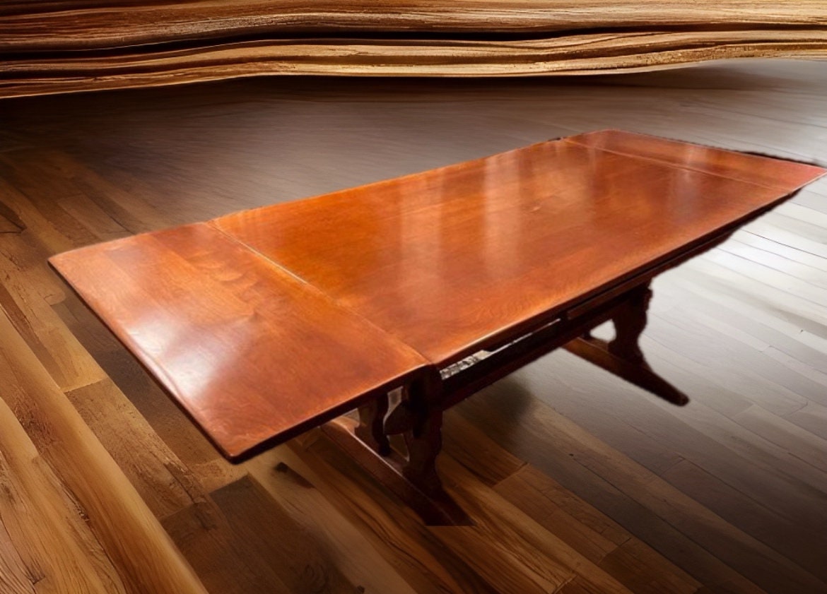 Cushman Colonial Creations Brandywine Manor Table No. 7030 Double Trestle Table Cushman Mid Century Table Lover Antiques and Vintage