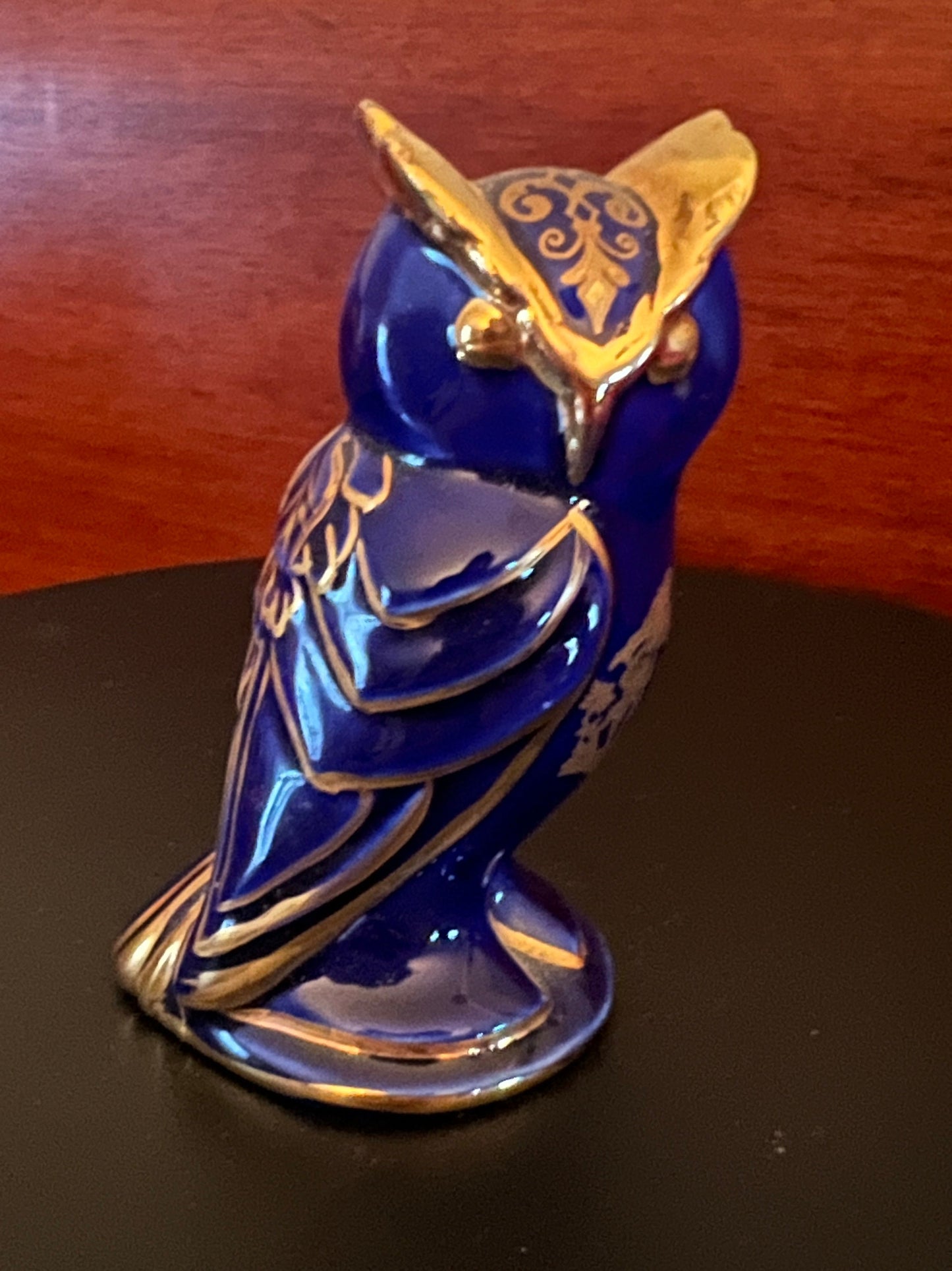 Vintage Cobalt Blue Owl Figurine, House of Faberge by the Franklin Mint Owl Statue, Limoges Owl, Lover Antiques and Vintage