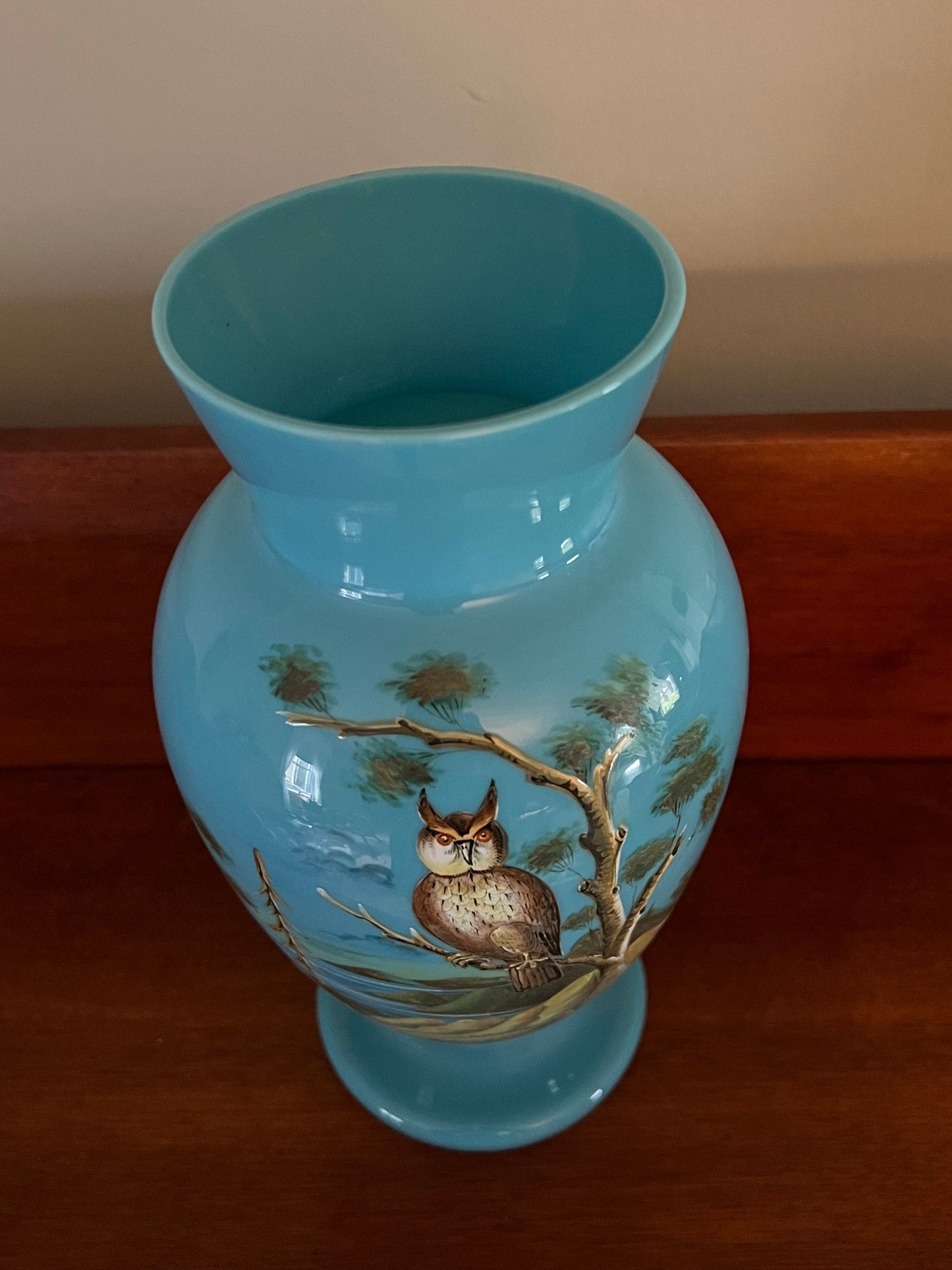 Vintage Owl Vase, Hand Painted Owl Vase, Turquoise Hand Painted Owl Vase, Lover Antiques and Vintage
