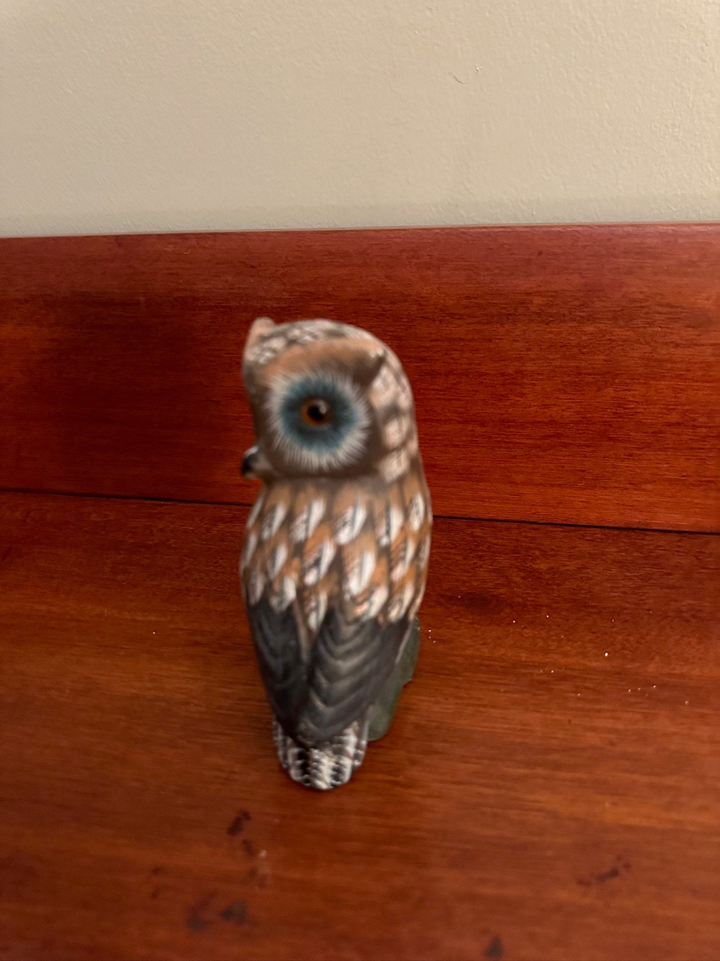 Vintage Carved Stone Owl, Hand Painted Carved Owl, Stone Owl, Lover Antiques and Vintage