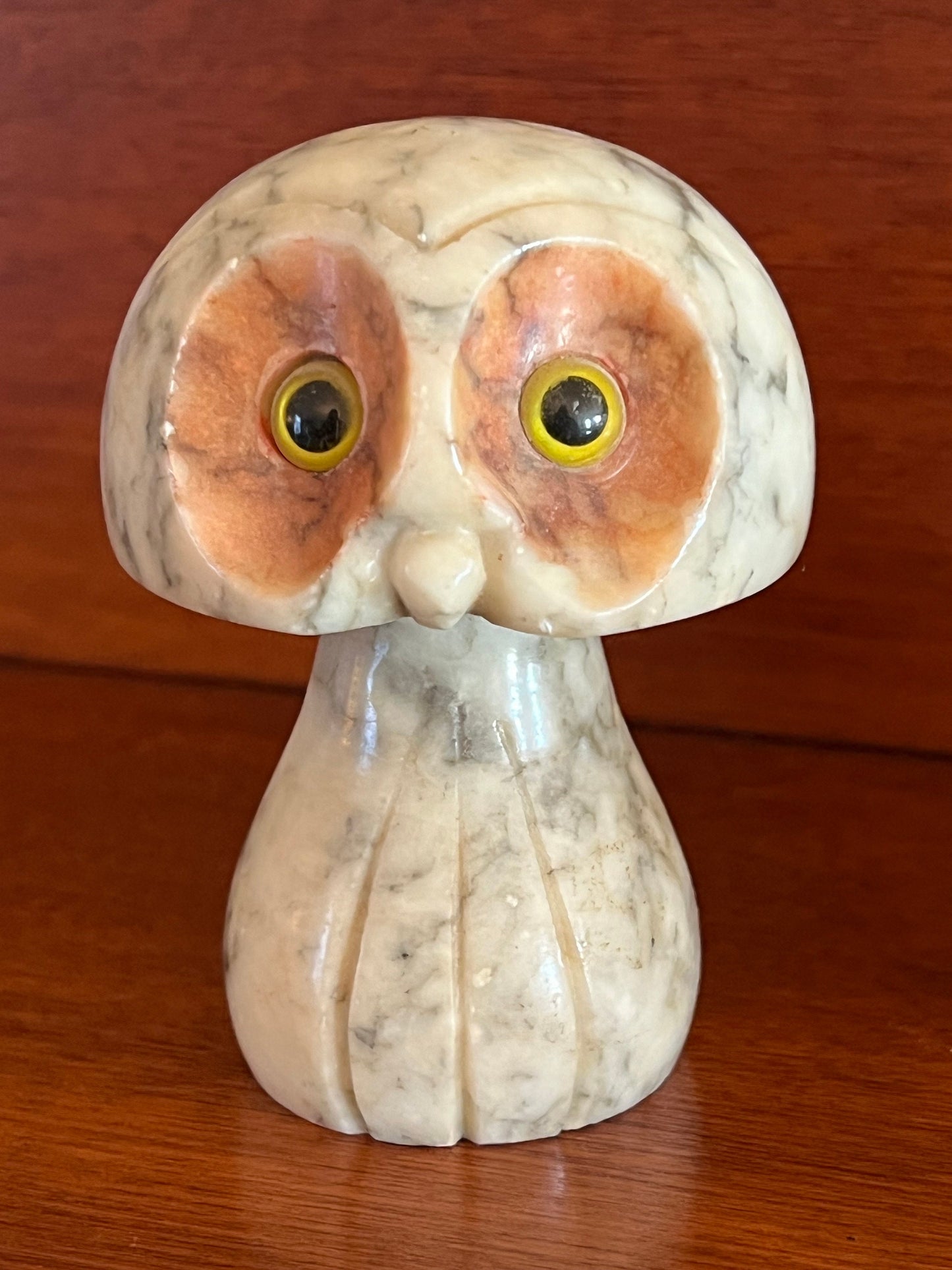 Vintage Alabaster Stone Mushroom Owl, Made in Italy, Vintage Stone Owl, Stone Mushroom Figure, Lover Antiques and Vintage
