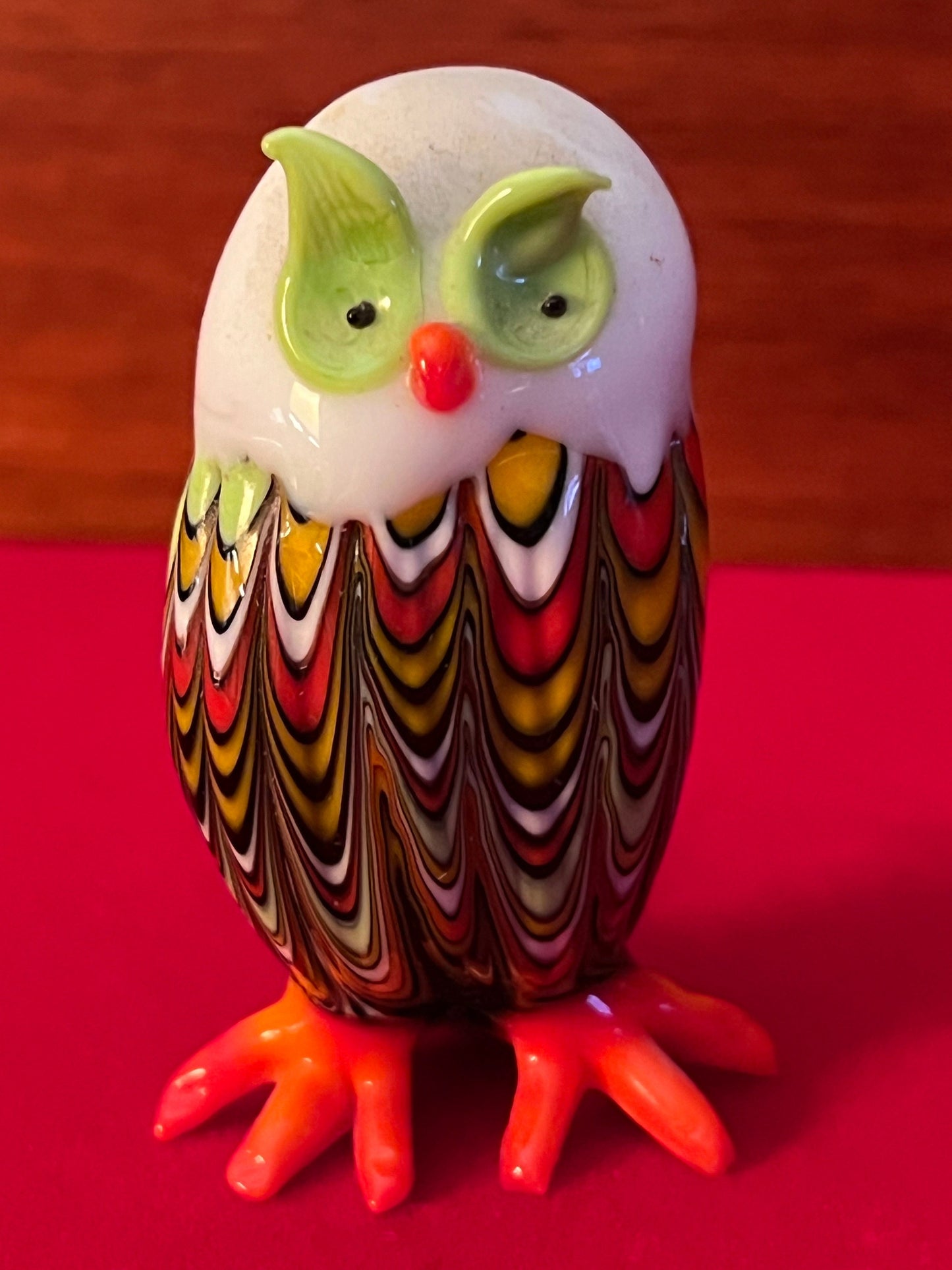 Vintage Murano Colorful Glass Owl, Glass Owl Figure, Owl Figurine, Lover Antiques and Vintage